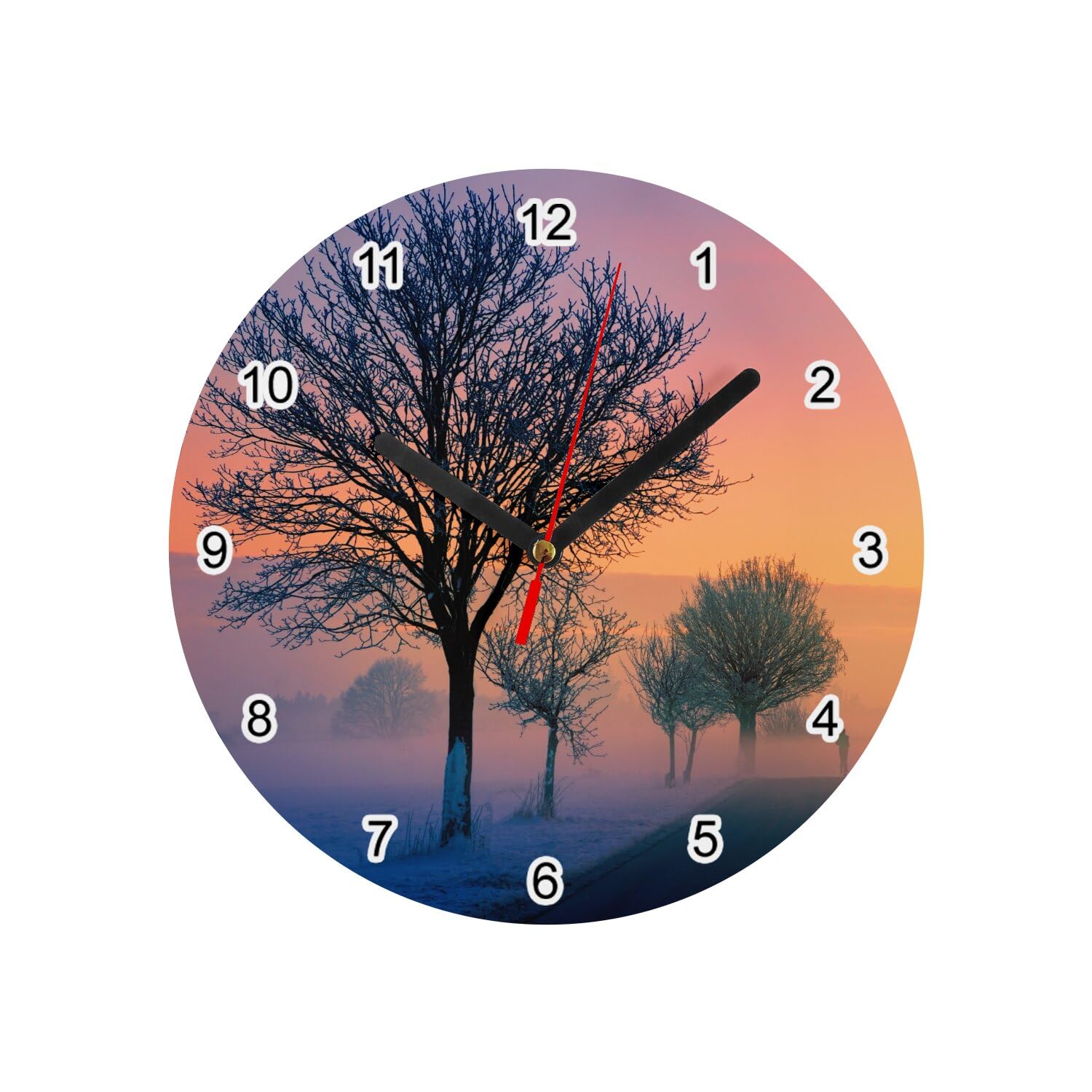 Horloge murale footting neige sport en verre blanc 20 cm