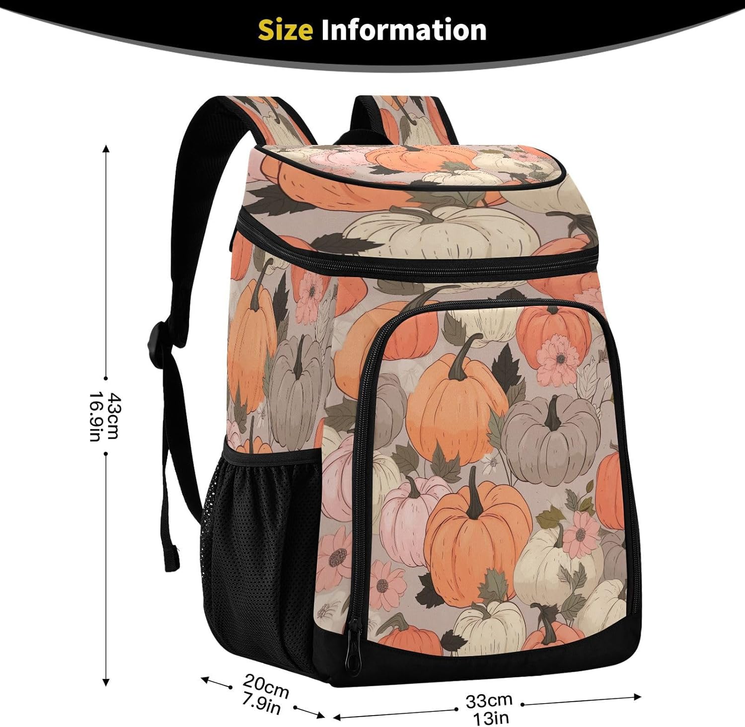 Colorful Pumpkins Cooler Backpack 36 Cans Leakproof Waterproof Backpack Cooler Bag Beach Accessories Travel Camping Fishing Backpack for Women Men