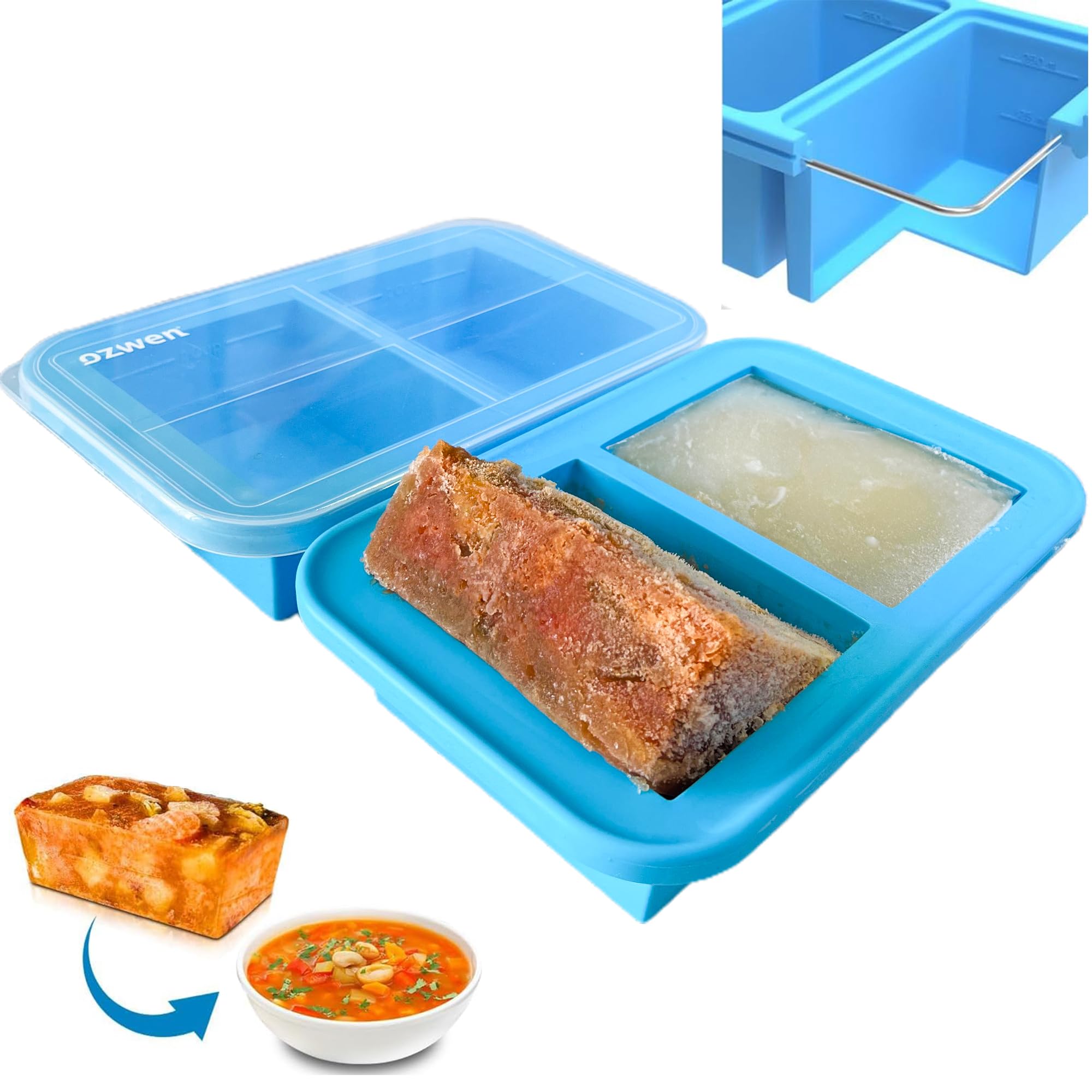 3-teiliges Silikon-Gefriertablett Mit Deckel - Perfekt Für Suppen, Soßen & Meal Prep