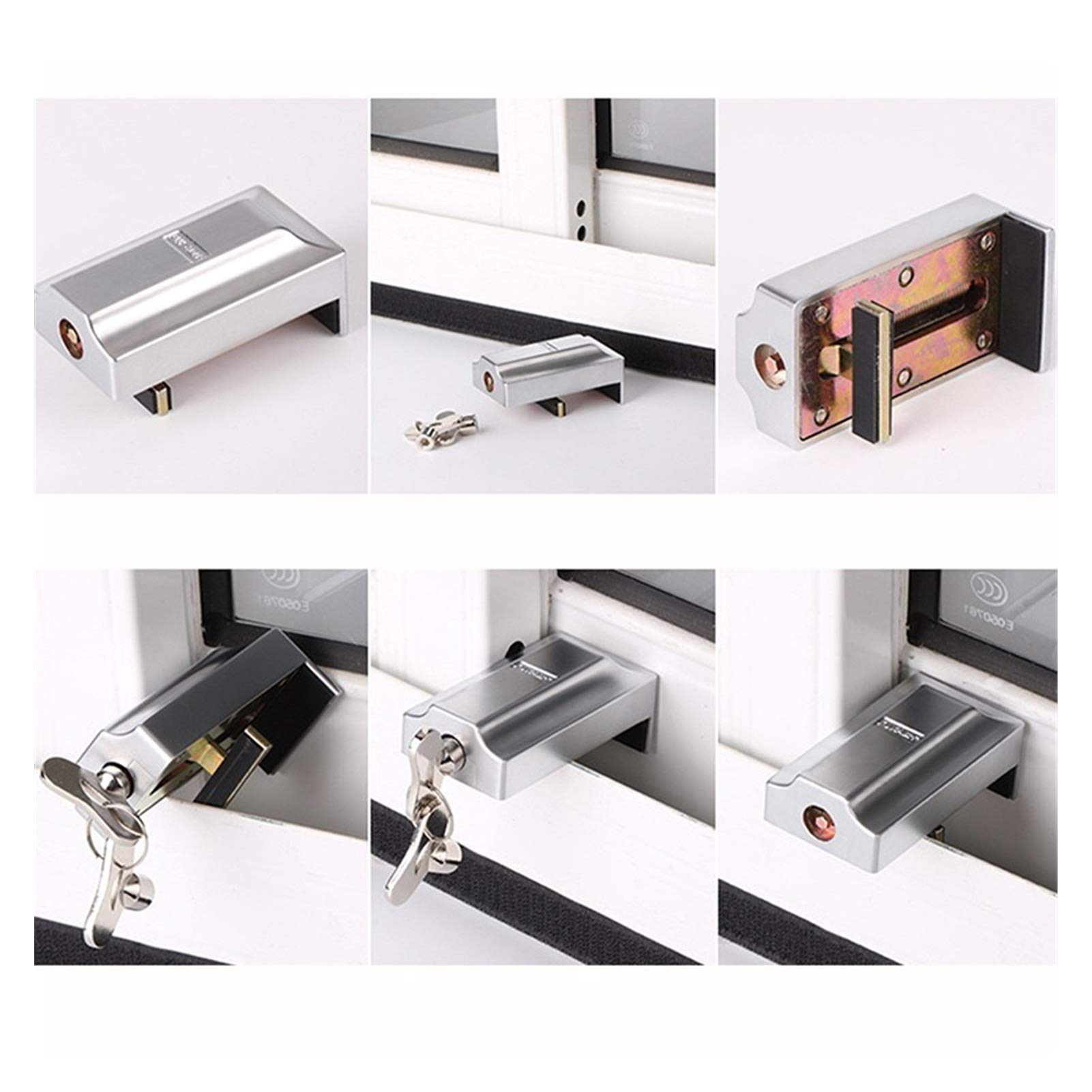 Serrure de fenêtre Serrure à clé de sécurité pour fenêtre Portes coulissantes Restricteur de fenêtres Sécurité pour Enfants Butée de Porte antivol Fenêtres Verrou de sécurité pour
