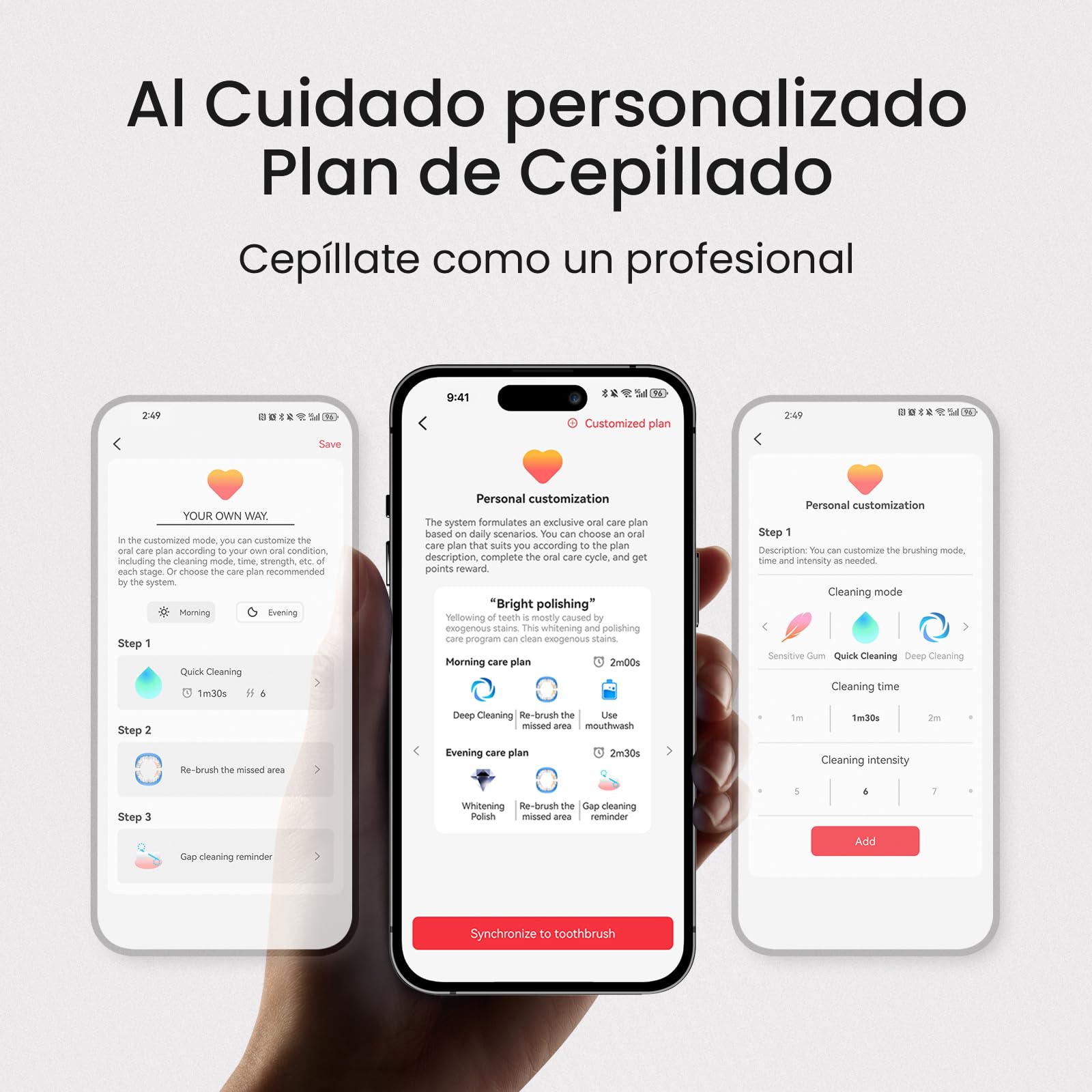 Cepillo eléctrico Oclean X Elite 10 Set, AI cepillado personalizado，Pantalla táctil con seguimiento de 12 áreas, 40°de oscilación, 5 Modos, Temporizador, 40 Días, Pronóstico del tiempo, IPX7, Gris