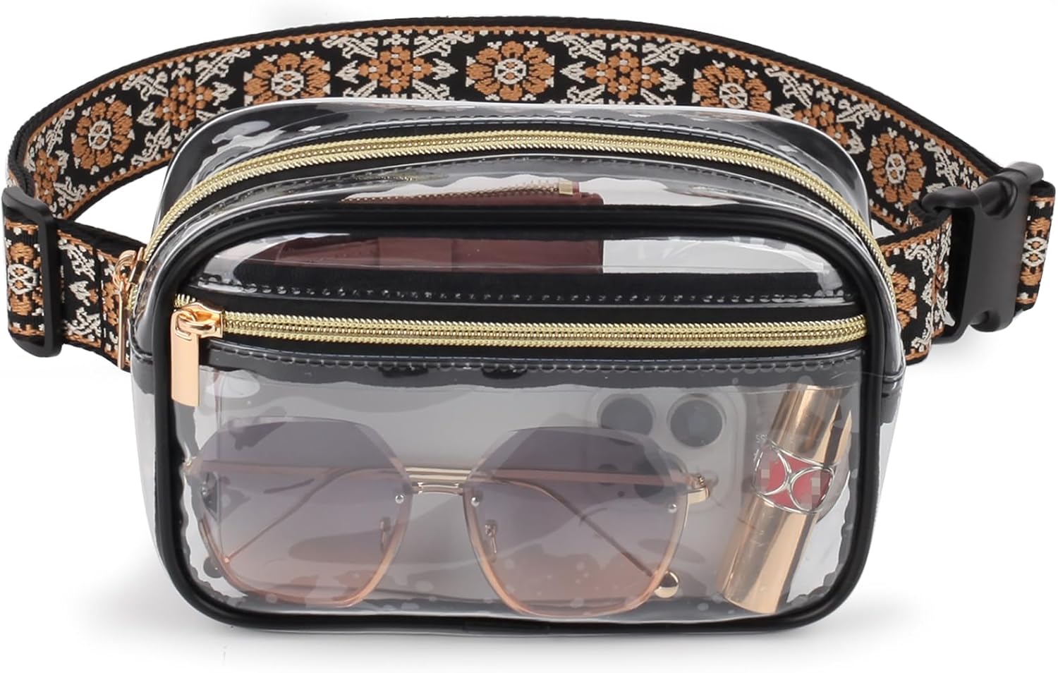 Clear Fanny Pack Stadium Approved,Bunnychill Clear Belt Bag Cross Body Bag for Women Men Transparent Waist Bag Crossbody Purse with Adjustable Belt for Sports, Beach, Events, Concerts, Festivals