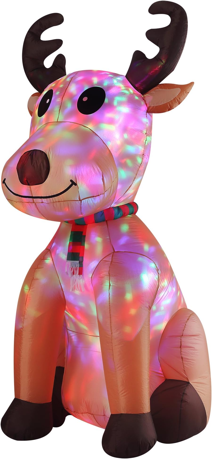 VIDAMORE 8FT Tall Christmas Inflatable Flashing Sitting Reindeer Lawn Yard Garden Outdoor Decoration