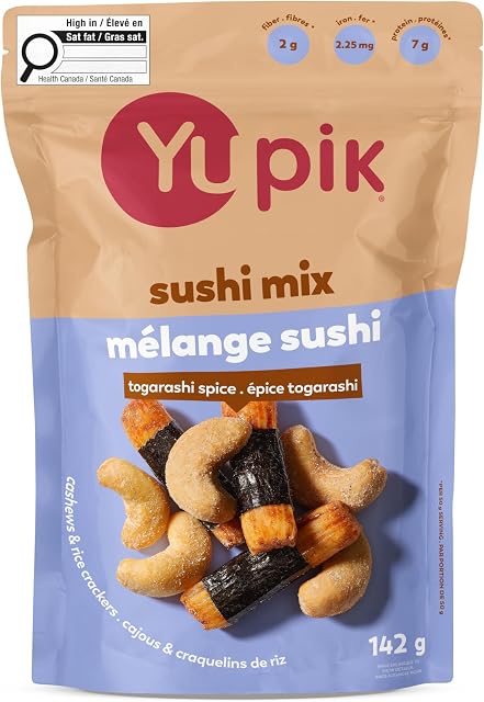 Yupik Sushi Mix with Cashews, 142 g, Crunchy Savory Snack, Rice Crackers, Dried Seaweed, Sushi Flavored Nuts, Shichimi Togarashi Spices, Unique Asian-Inspired Snack, Party Snacks