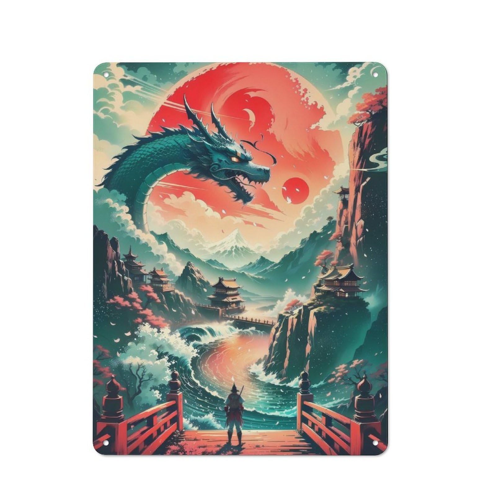 For Lounge Or Reading Corner, Dragon Sunset Watch Rustic Tin Sign 40x30cm, for An Autumn Update to Lounge And Reading Corner