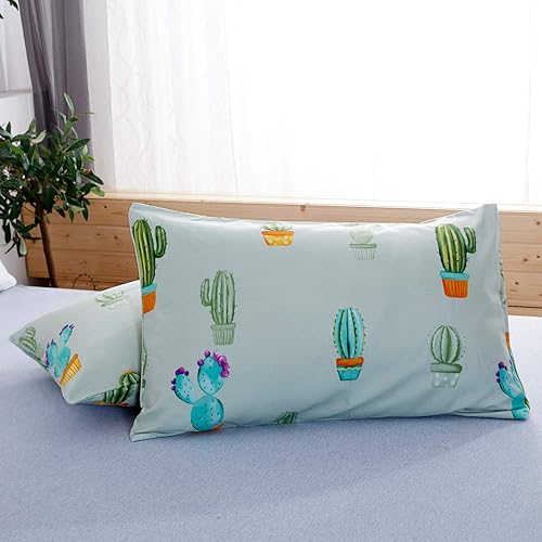 Miniatura 5 de LAMEJOR Juego de funda de edredón tamaño Queen con diseño de cactus de dibujos animados de hotel, juego de cama suave de lujo (1 funda de edredón +