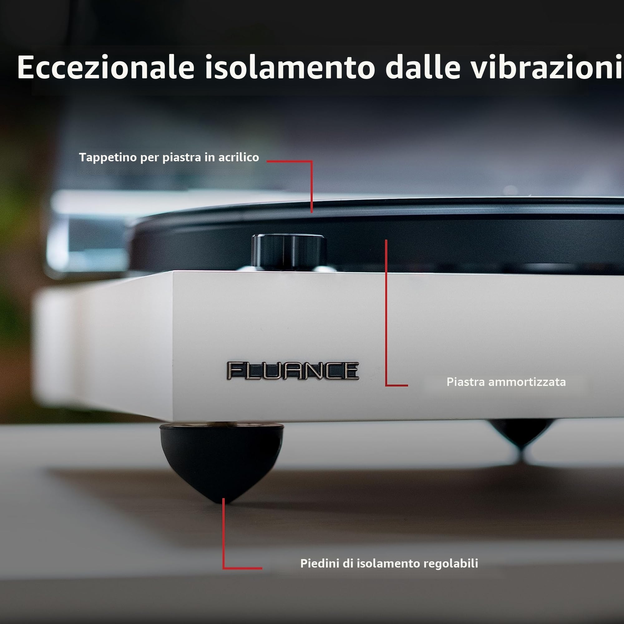 Fluance RT81+ Giradischi Elite ad Alta Fedeltà in Vinile, Testina Audio-Technica VM95E, Piatto Anti-Risonanza, Tappetino Acrilico, Pre phono, Plinto in Legno, Piedini Isolanti Regolabili – Nero Piano