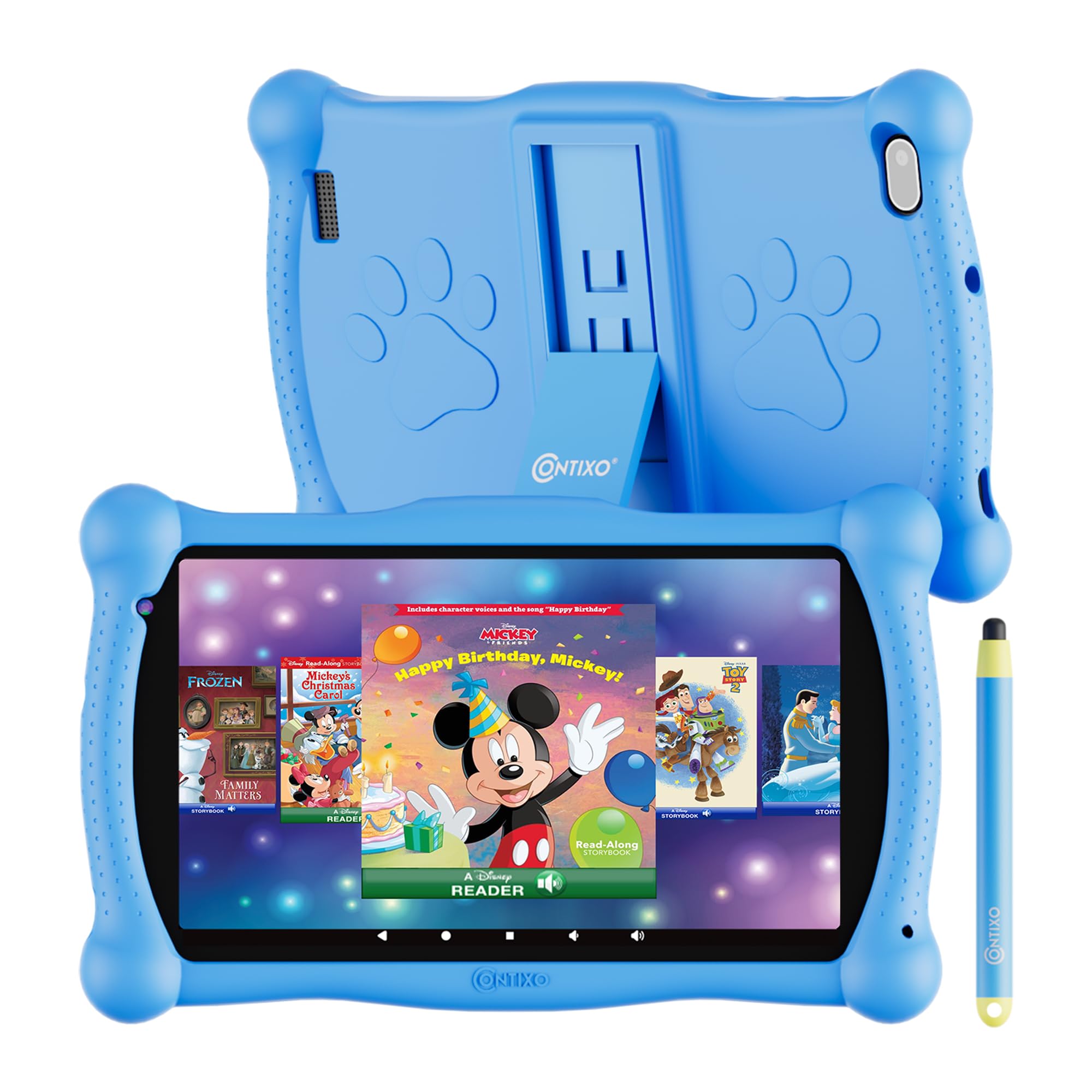 ContixoKids Tablet - V10 7-Inch HD for Ages 3-7, Learning Tablet w/Educational Games, Exclusive 50+ Disney Storybooks & Stickers (Value $200), Parental Control, 32GB, Kid-Proof Case & Stylus - Blue