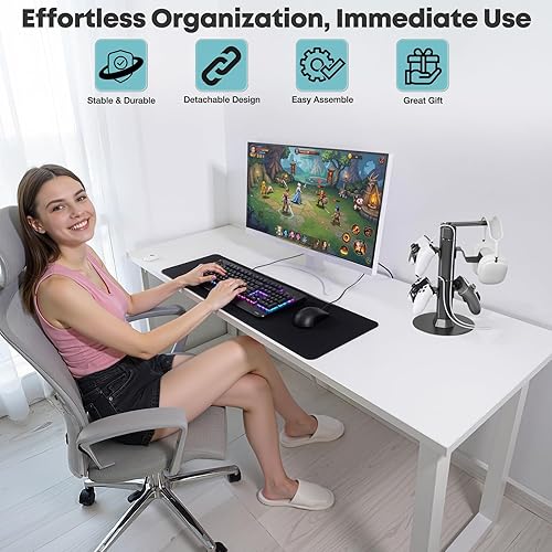 Vista 7 de Serie de soporte para auriculares y controlador (negro, 2 niveles)