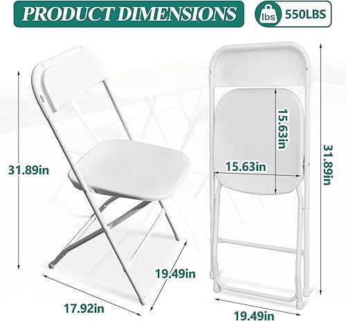 Miniatura 3 de GARTOO Paquete de 6 sillas plegables de plástico, sillas de fiesta portátiles con marco de acero, silla comercial apilable para interiores y