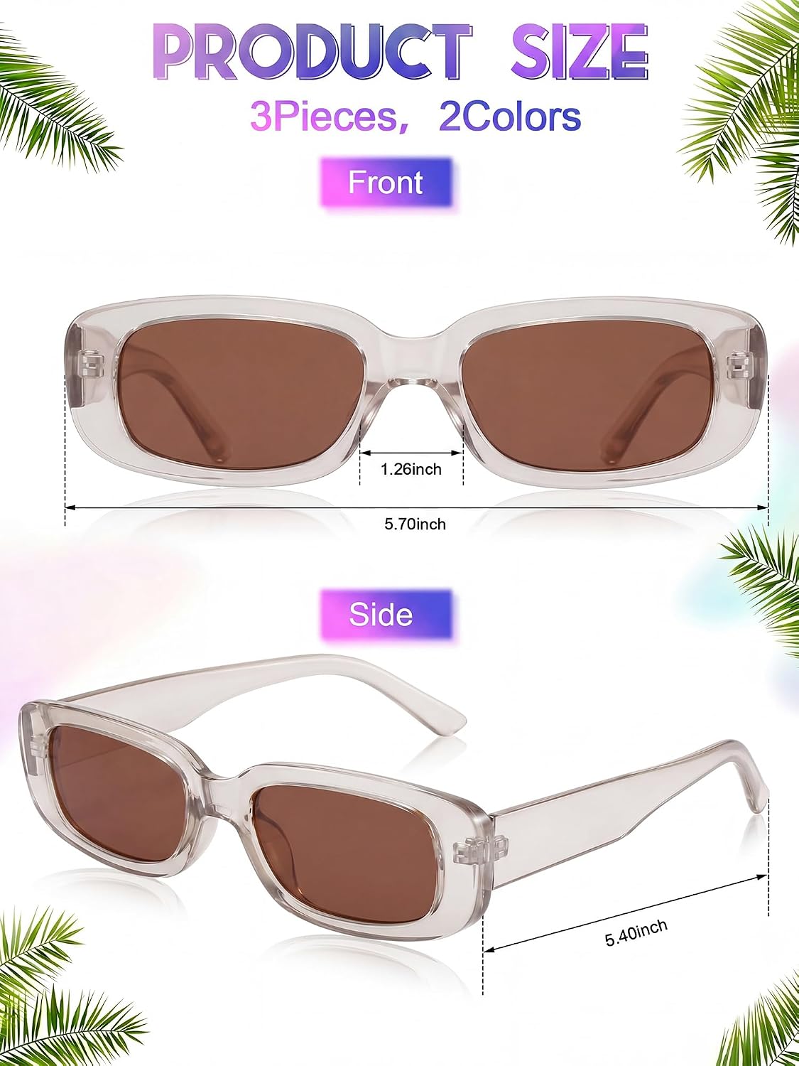 Frienda Retro Rectangle Sunglasses for Women 90s Glasses Y2k Sun Glasses Square Frame