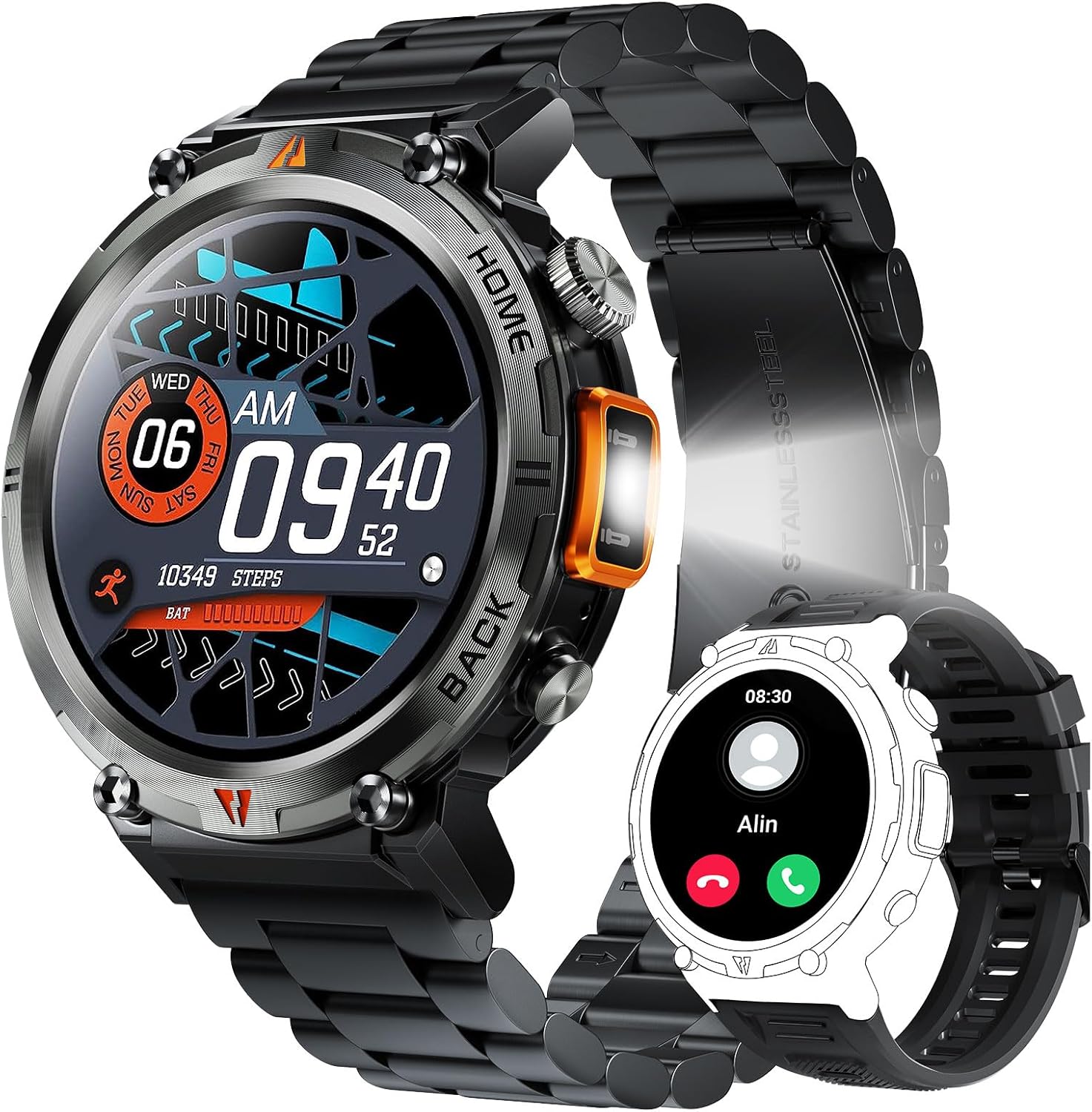 Military Smart Watch for Men with LED Flashlight 1.45” Rugged 3ATM Waterproof Smart Watch with 100+ Sports Modes Fitness Tracker with Heart Rate Sleep Monitor Tactical Smartwatch for iPhone Android