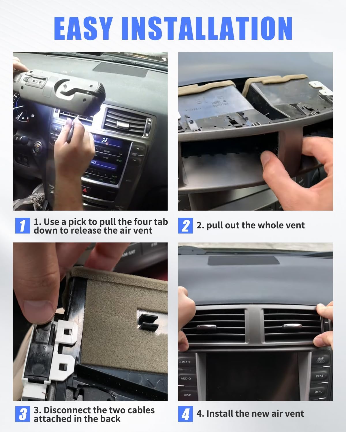 55670-53010 Center Dash Air Vent Panel Instrument Fit For Lexus IS250 IS350 2006-2009, Fit For Lexus IS F 2008-2009 Dashboard Air Conditioning Outlet With Hand Wheels #5567053010