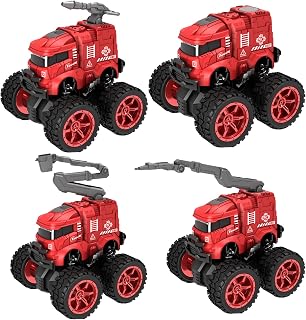 Toodler Kid Construction Truck Toy Monster Toy Car Pull Back Vehicles Cars urable Friction Powered Push and Go Toys Truck Cars for Boys Girls-Rescue Firetruck