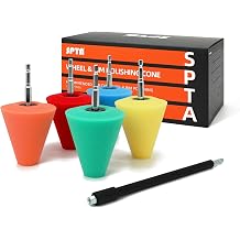 SPTA Sponge Ball Polishing Cone Car Wheel Hub Drill Buffing Sponge Pad Kit Polishing Ball 6 Pack Car Buffer and Polisher Kit for Drilling and Mounting on Standard Household Drill