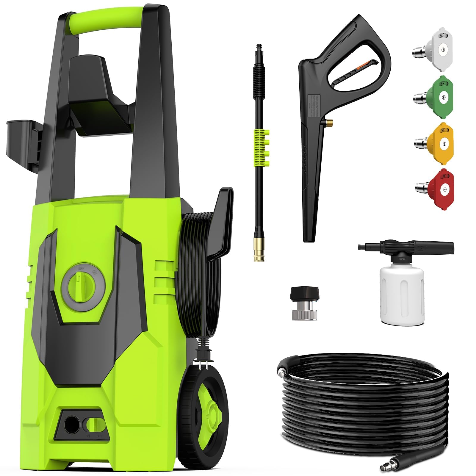 Photo 1 of AgiiMan Electric Pressure Washer - 4800PSI Max 3.2 GPM Power Washer with 35FT Power Cord, 20FT Hose, Soap Tank, High Pressure Washer Electric Powerd Car Cleaning for Garden, Patios, Yard, Green 4800PSI-Green