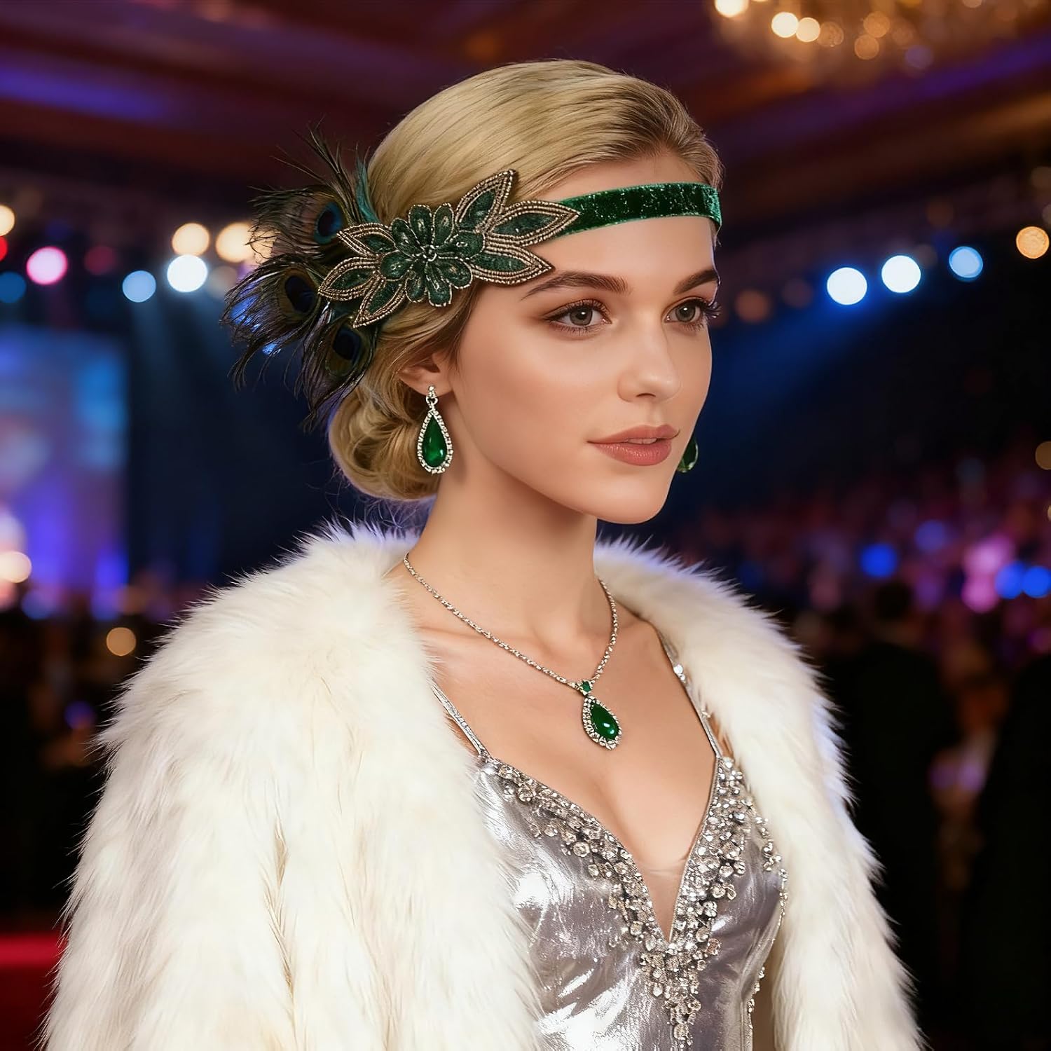 Retro Feather Headband Peacock Feather Headdress 1920s Style Flapper Hair Band Gatsby Women's for Party Carnival Costume Accessories Fancy Dress image 5