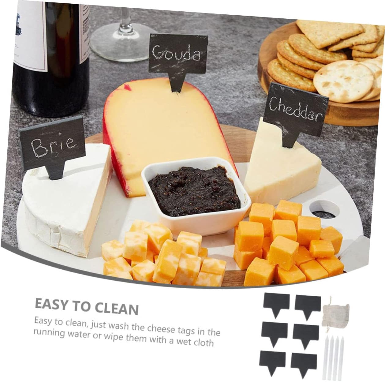 Mikinona Cheese Plate Labels Square Dessert Picks Reusable Food Signs Cheese Markers Charcuterie Board Accessories