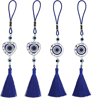 Comprar The Lord of the Tools 4 adornos colgantes de mal de ojo turco, decoración con cuentas azules para espejo retrovisor, puerta de oficina en casa