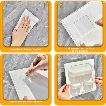 Bedside Shelf - Stick on Shelves, Floating Bedside Organiser & Wall Mounted Storage with Cable Hole, Shower Caddy, Key Holder, White Bedroom Shelves for Walls for Phone, Keys, Toiletries