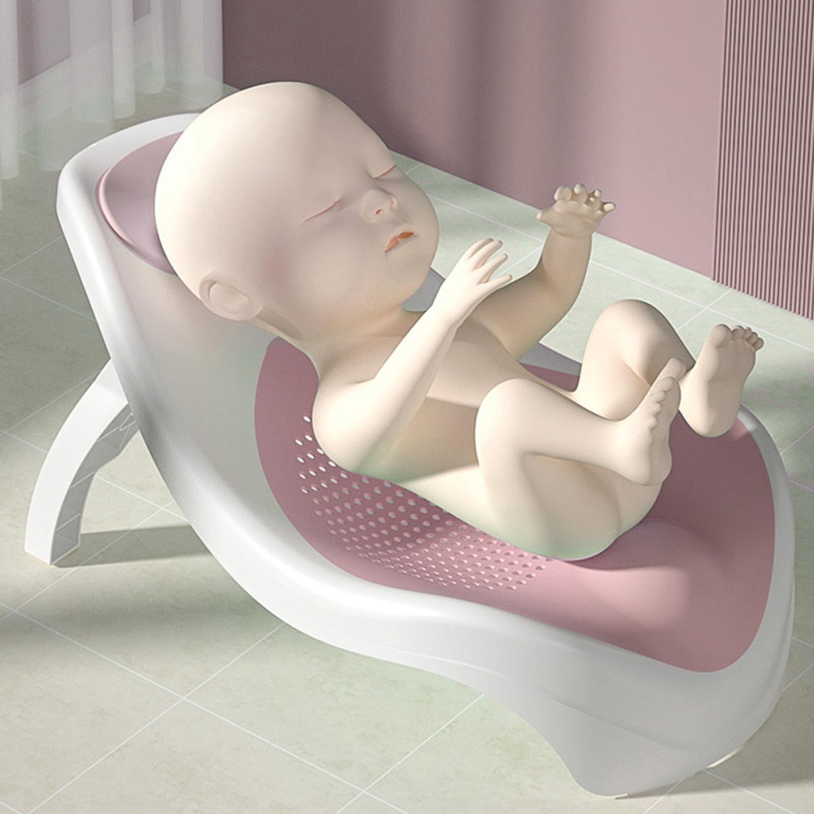 Alomejor Supporto per Bagnetto per Bambini con Design Antiscivolo, (PINK)