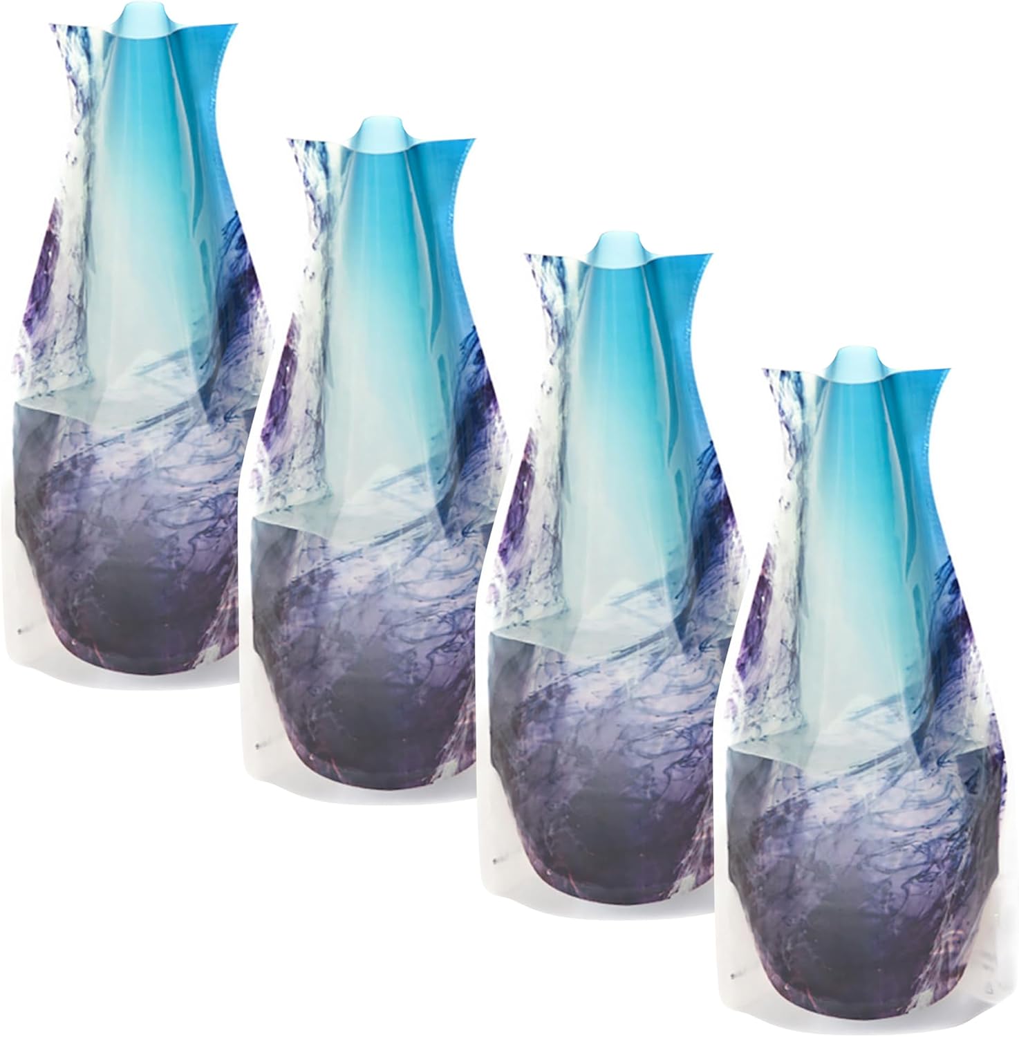 MODGY Collapsible and Expandable Flower Vase Plastic Decorative Modern Vases for Flowers Centerpieces Dining Table Decor Living Room Wedding Office, Love Noir 4 Pack