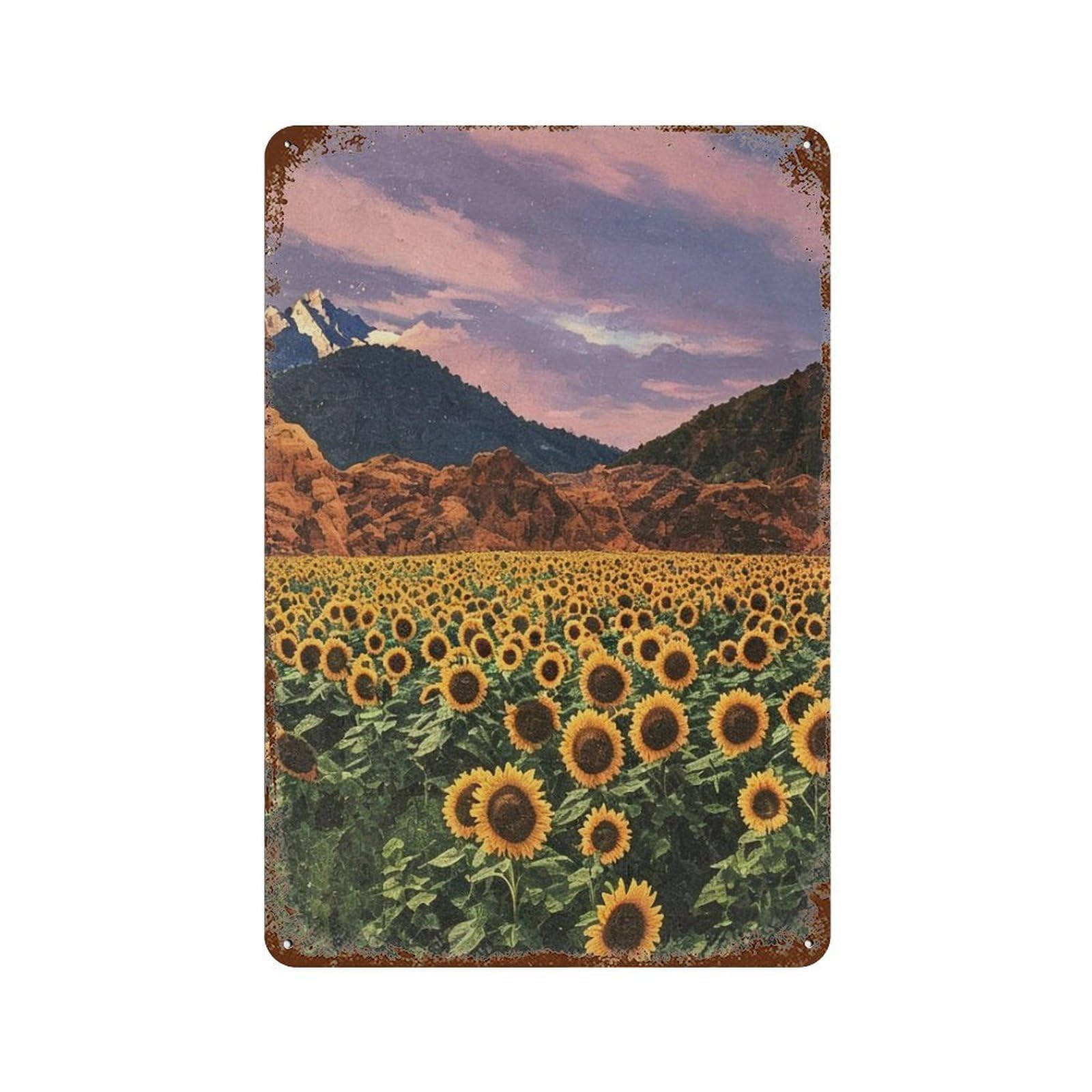 Wujhgrsg Style Surreal Dreamlike Sunflower Barren Terrain Wall Art Retro Iron Vintage Metal Tin Sign Poster Modern Decor For Home Cofffee Club Bar Shop 30X20cm