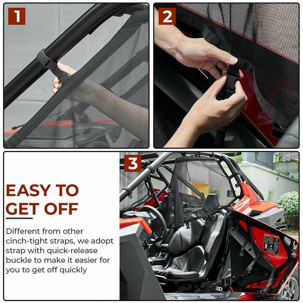 Filet de fenêtre Roll Cage Filet de Protection Avant arrière Droit et Gauche pour UTV Polaris RZR 570 800 1000 900 RZR XP Turbo 2015-2019 2 Portes