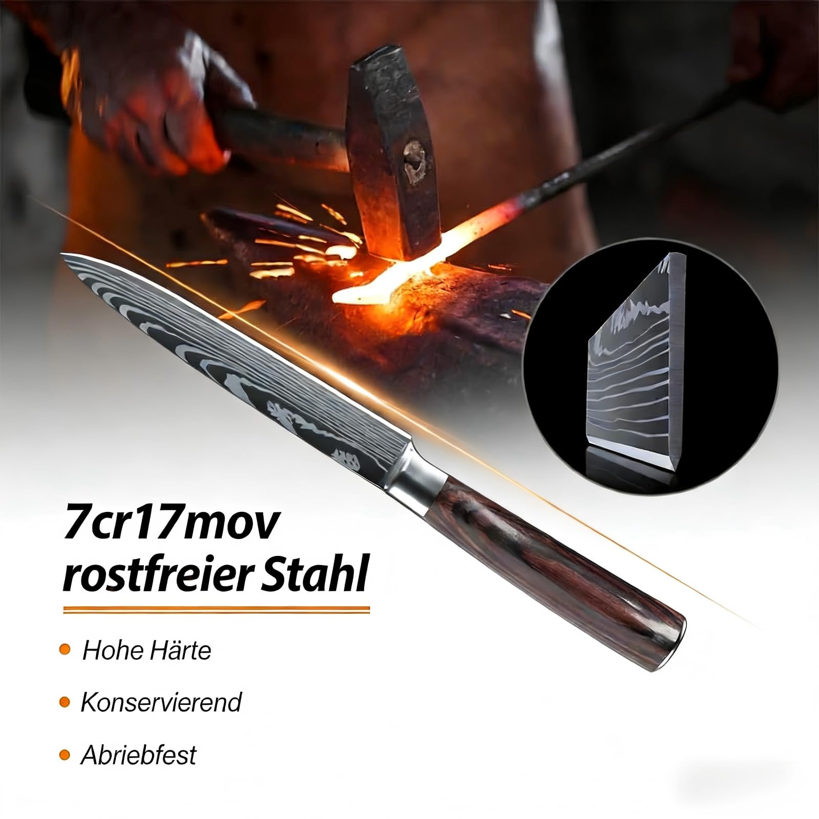 10er Küchenmesser Set, Küchenmesser Set aus Hochwertigem Carbon Edelstahl, Scharfen Klingen, Chefmesser, Hackmesser, Kochmesser, und Ergonomischem Griff, Ideal für Profi und Hobbyköche