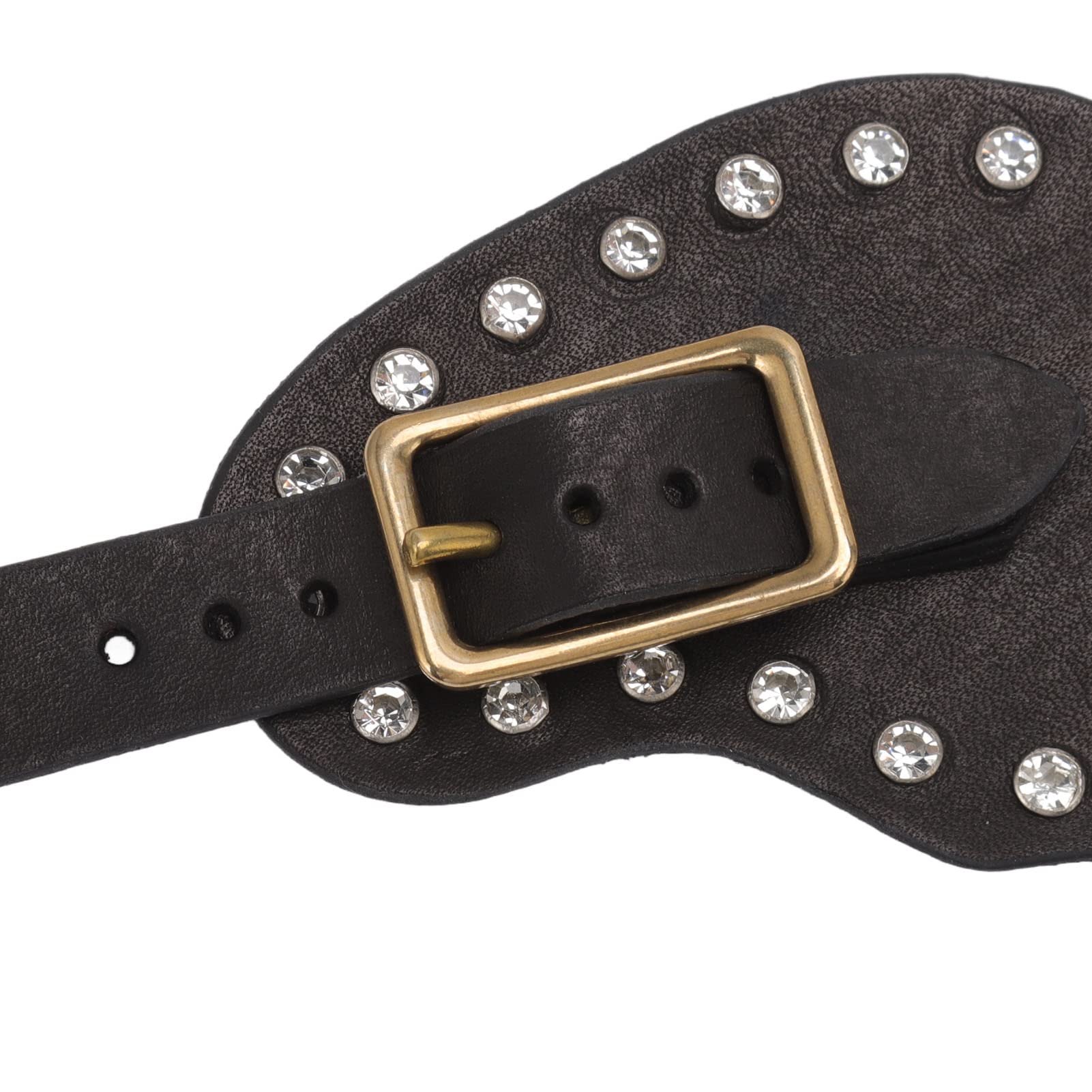 Fockety Cinghie di speroni, 9.8in Pelle di Mucca Robusto Durevole Chiusura in Metallo Lunghezza Regolabile Occidentale Spur Strap Western Vintage Spur Straps Western Womens