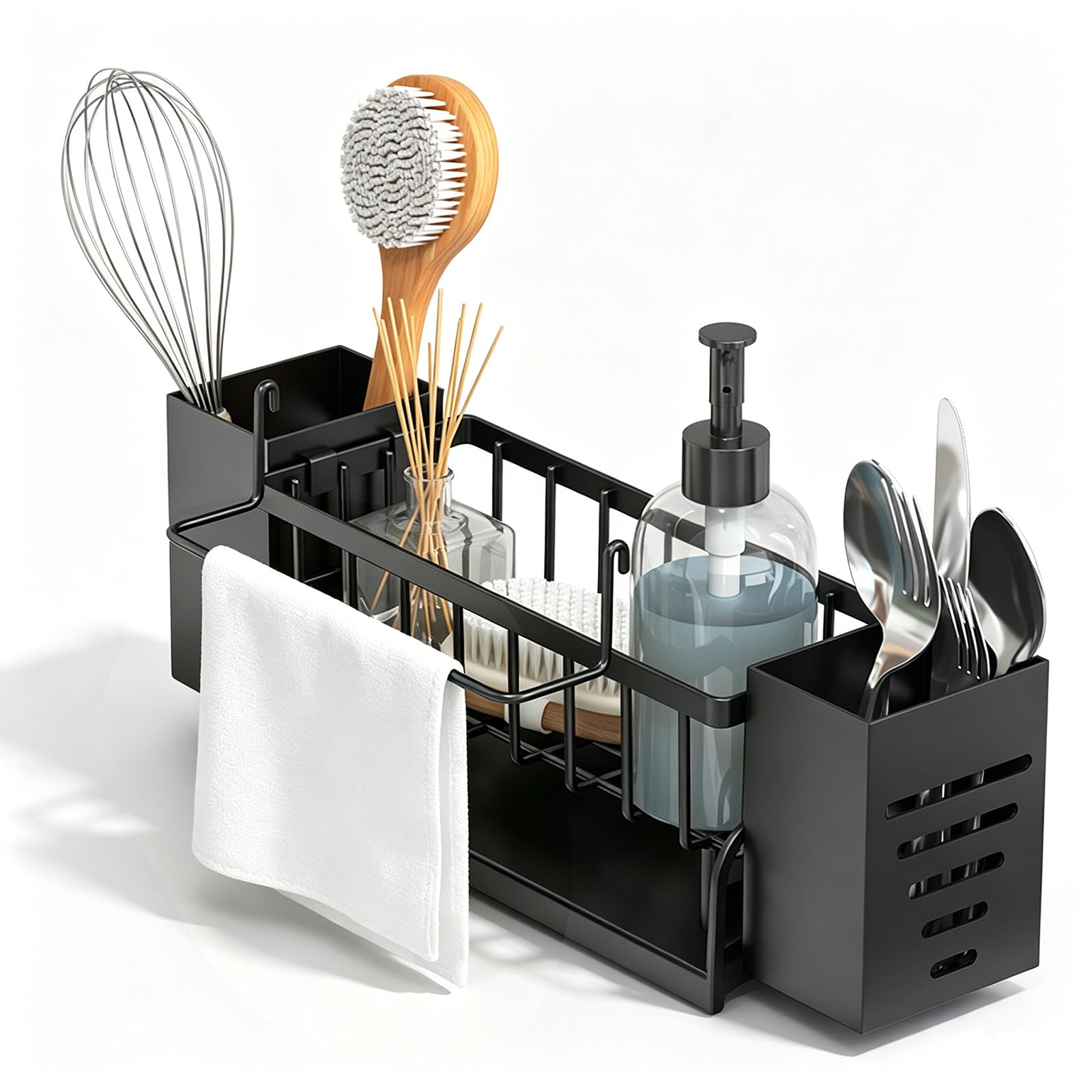 Sink Organiser, Sponge Holder, Sink, Hanging with Drain Pan