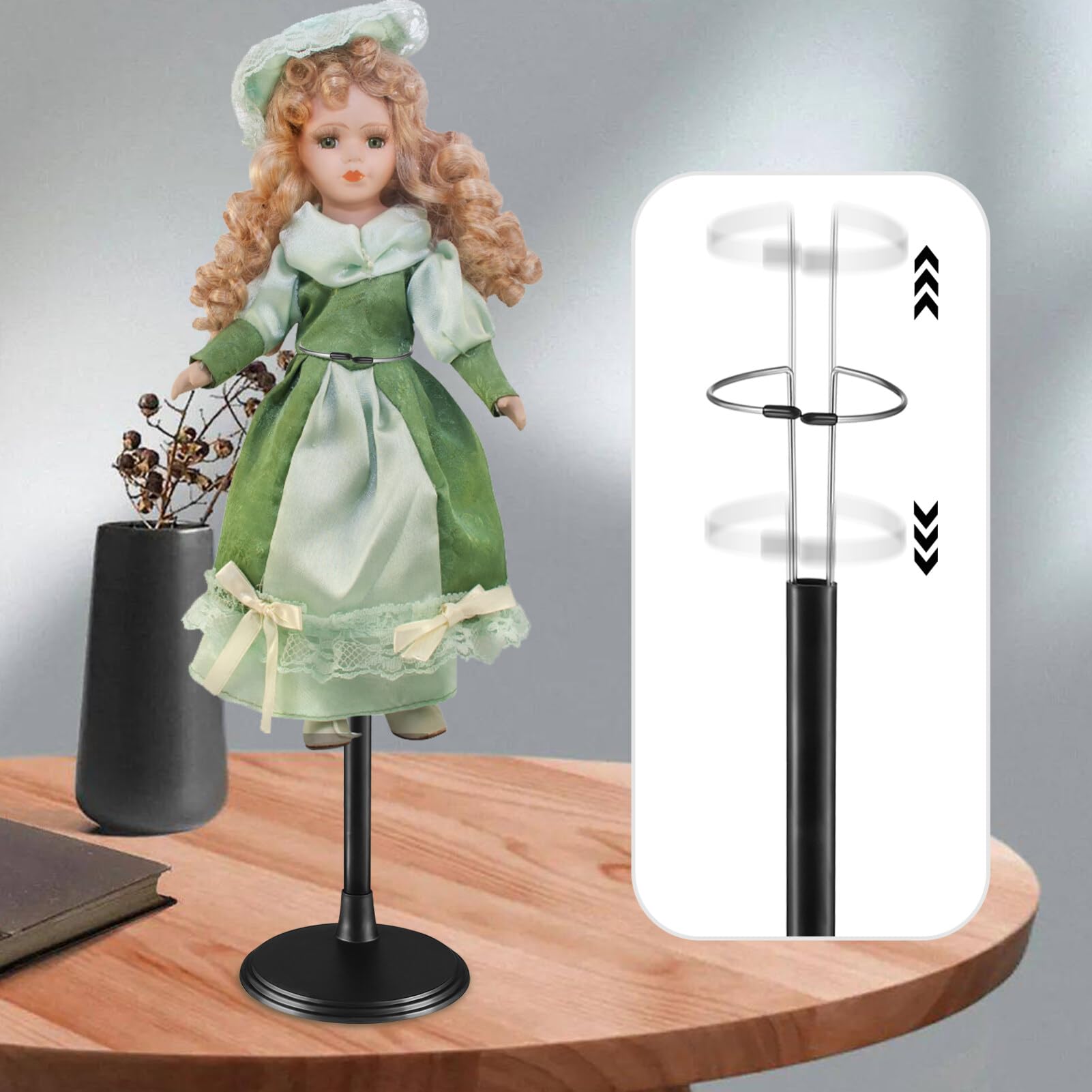 TOYANDONA 2 Pièces Hauteur Réglable Gabys Noir Dollhouae Affichage De Marionnettes De Poupée Support De Poupée Poupées Noires Organisateur De Jouets d'ours De Poupée Supports De Poupée