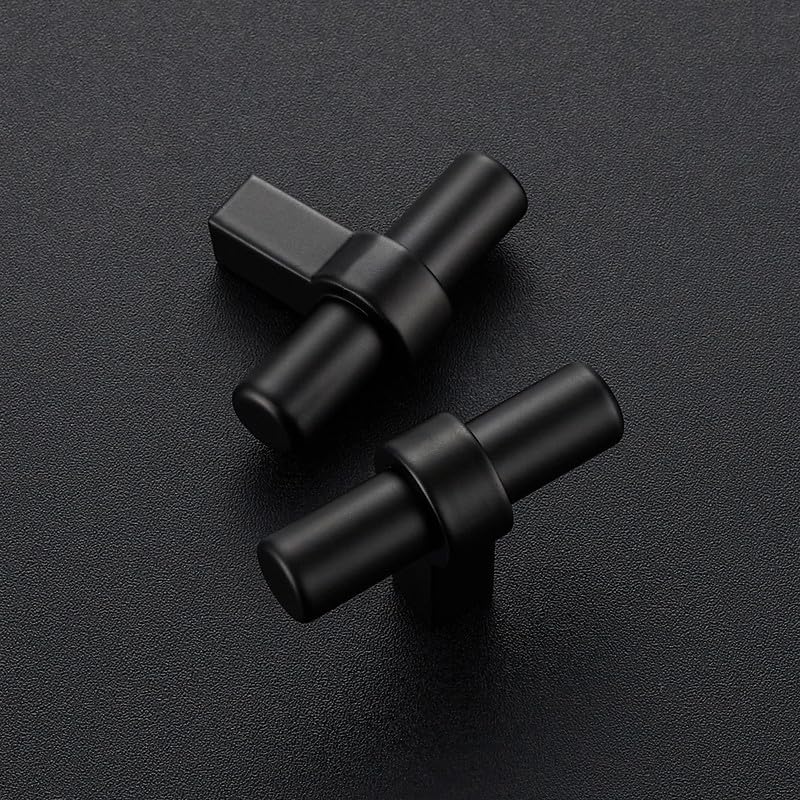Image of Ravinte 10 Pack Single Hole Cabinet Pulls Matte Black Kitchen Cabinet Hardware Cupboard Handles with Square Base 2 inch Length