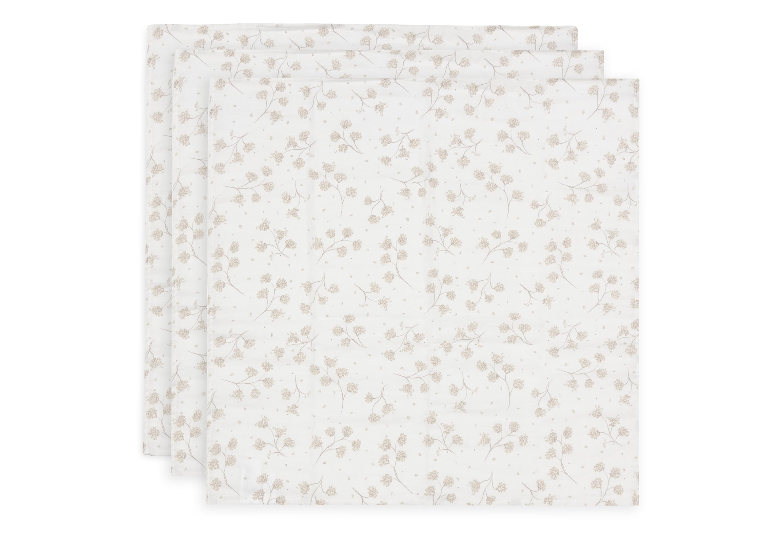 Jollein Muslin Cloth Baby - Leafy Dreams - 3-Pack - 70x70cm - 100% Cotton - Baby Muslin Cloths - Oeko-TEX Certified