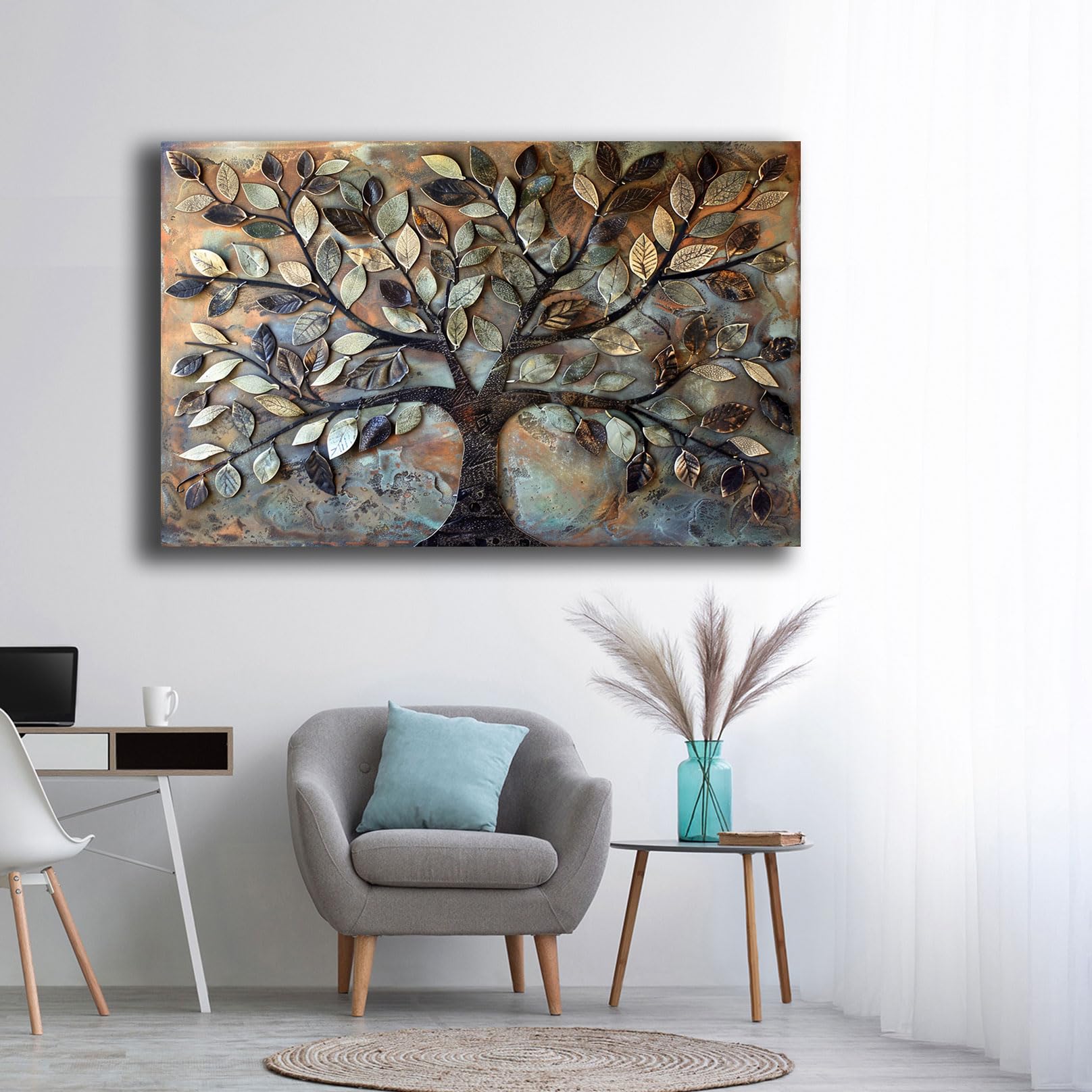 Quadro Moderno soggiorno ALBERO della VITA Astratto Quadri moderni da Parete grande Stampa su tela Canvas Decorazione Murale muro Arredo Camera letto Salone (12, 70x120 cm, Canvas intelaiato)