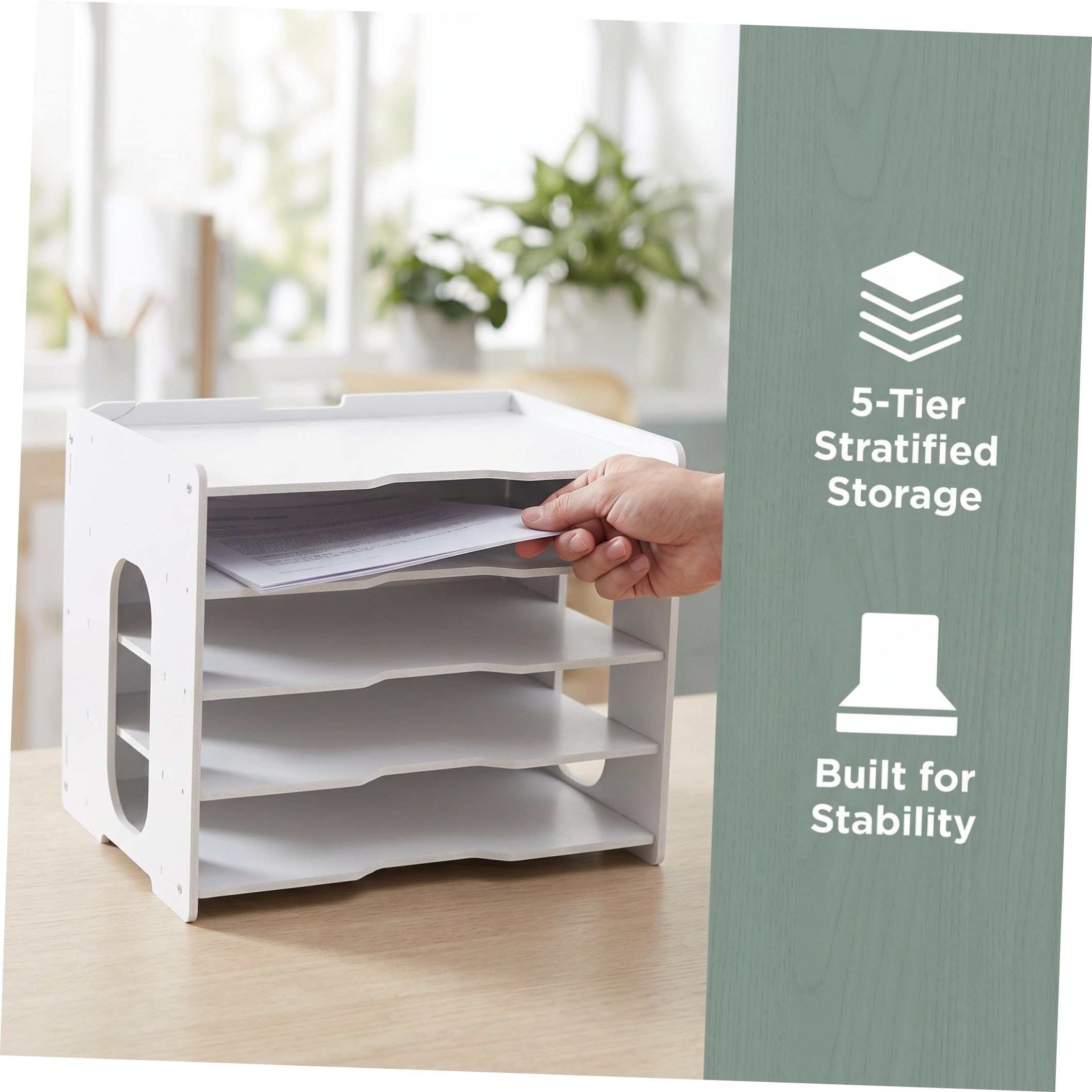 Healvian Organizador de Archivos de Oficina Blanco Diseño Multicapa