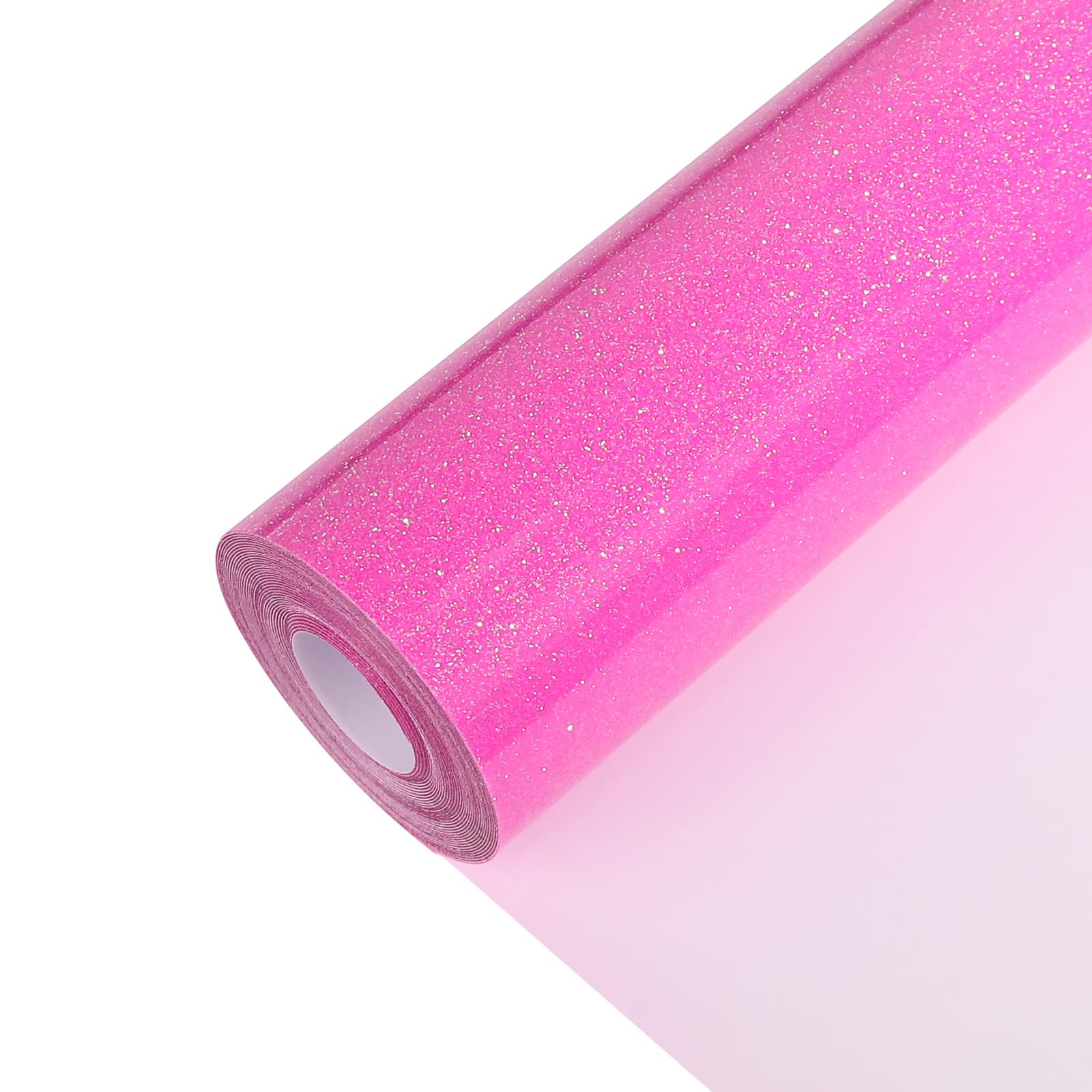 Neon Pink Glitter Heat Transfer Vinyl 12" x 15 ft HTV for Shirts, Glitter HTV for All Cutter Machine - Easy to Cut &amp; Weed for Heat Vinyl Design (Neon Pink)