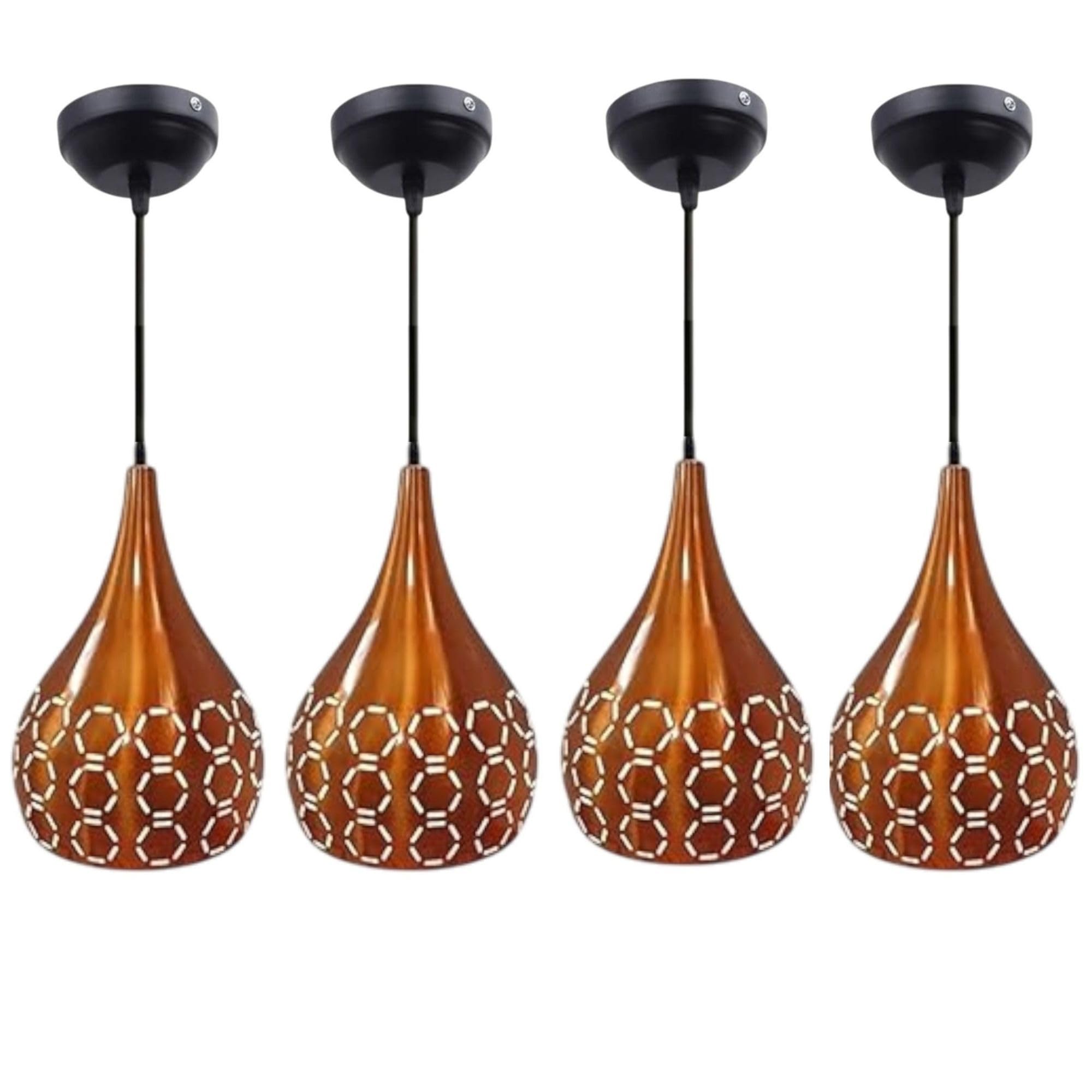 GreyWings Modern Copper Dome Laser Cut Hanging Pendant Light for Ceiling – Aluminium, Drop, Antique Decor,(Bulb is not Included) Big Pack of 4-image-20