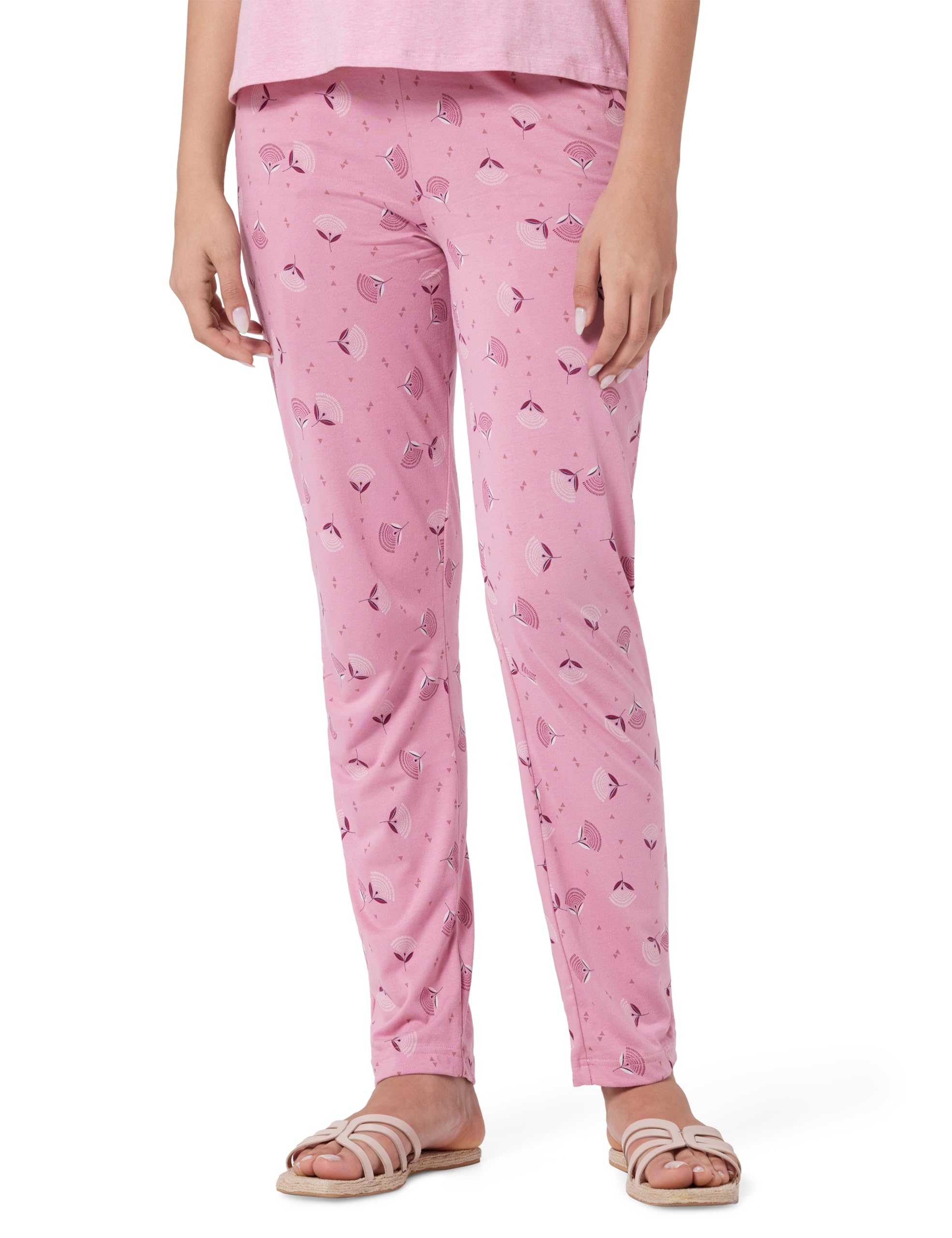 jockey RX09 Women's Micro Modal Cotton Relaxed Fit Printed Pyjama with Side Pockets_Cashmere Rose_S-picture-54