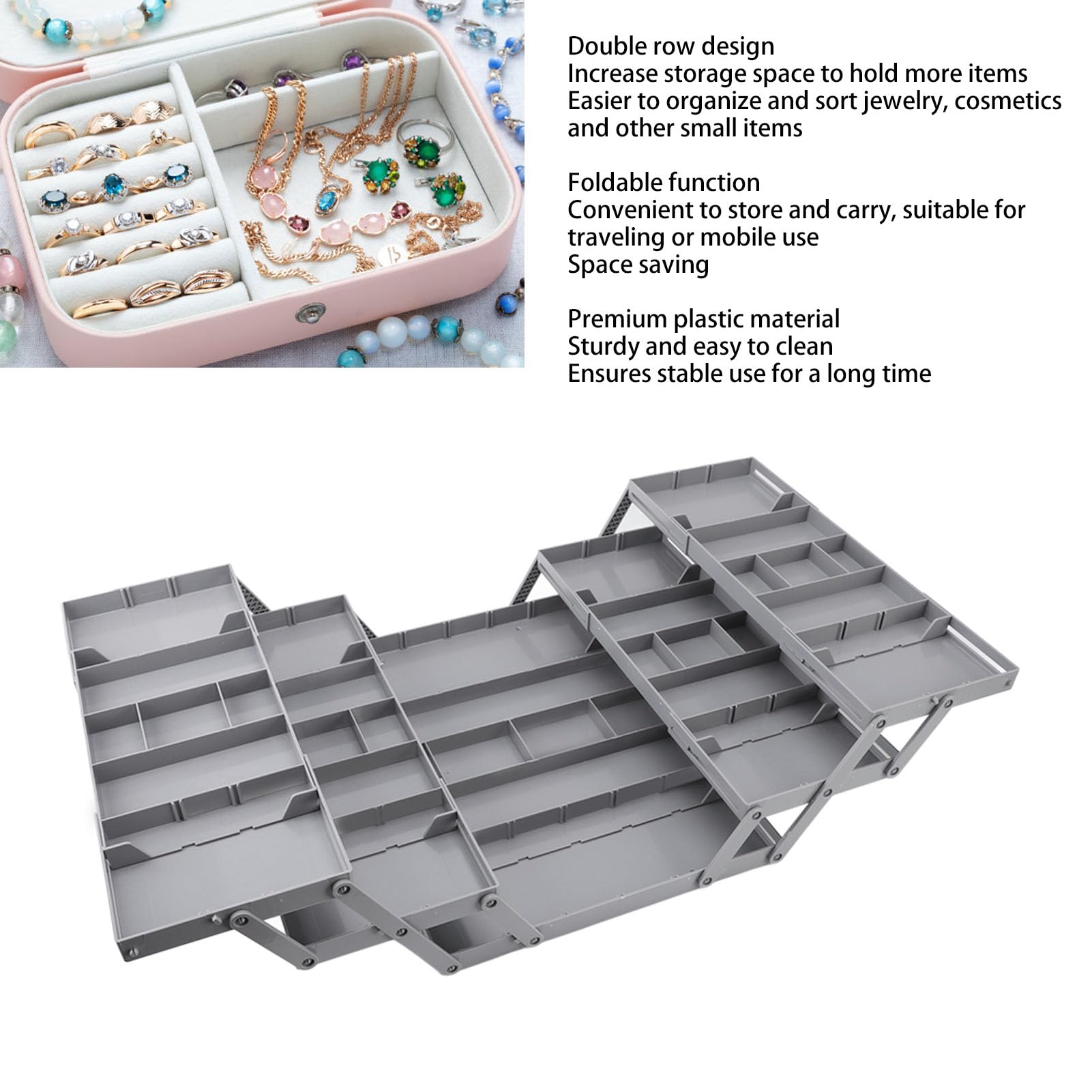 Organizador de cajón de escritorio expandible plegable Bandeja de organizador multidrawer doble (3 nivel)