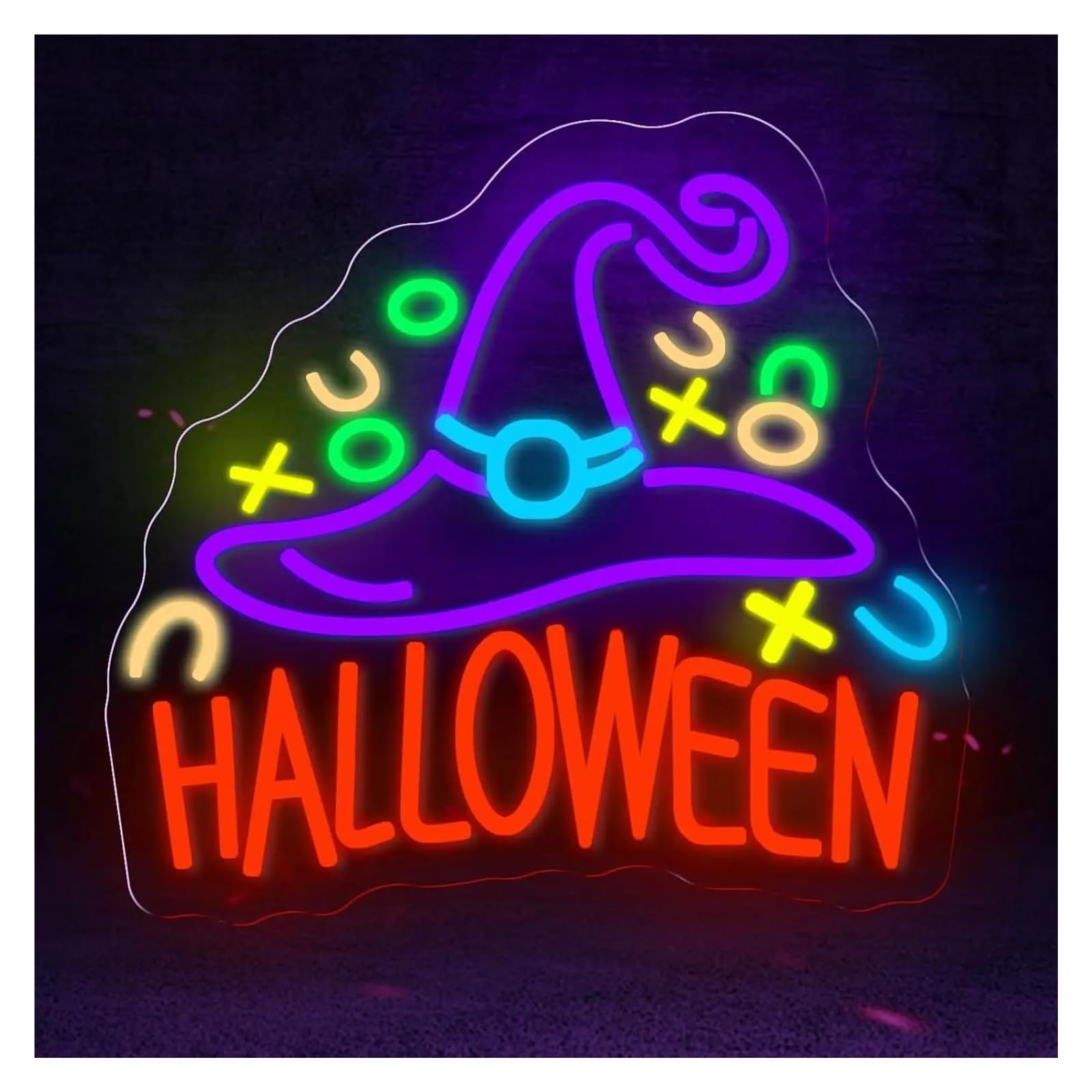 RONGCH Hanging Art Signs Halloween Neon Sign USB Dimmable Ghost for Festival Spooky Room Party Haunted House Store Decoration(A)