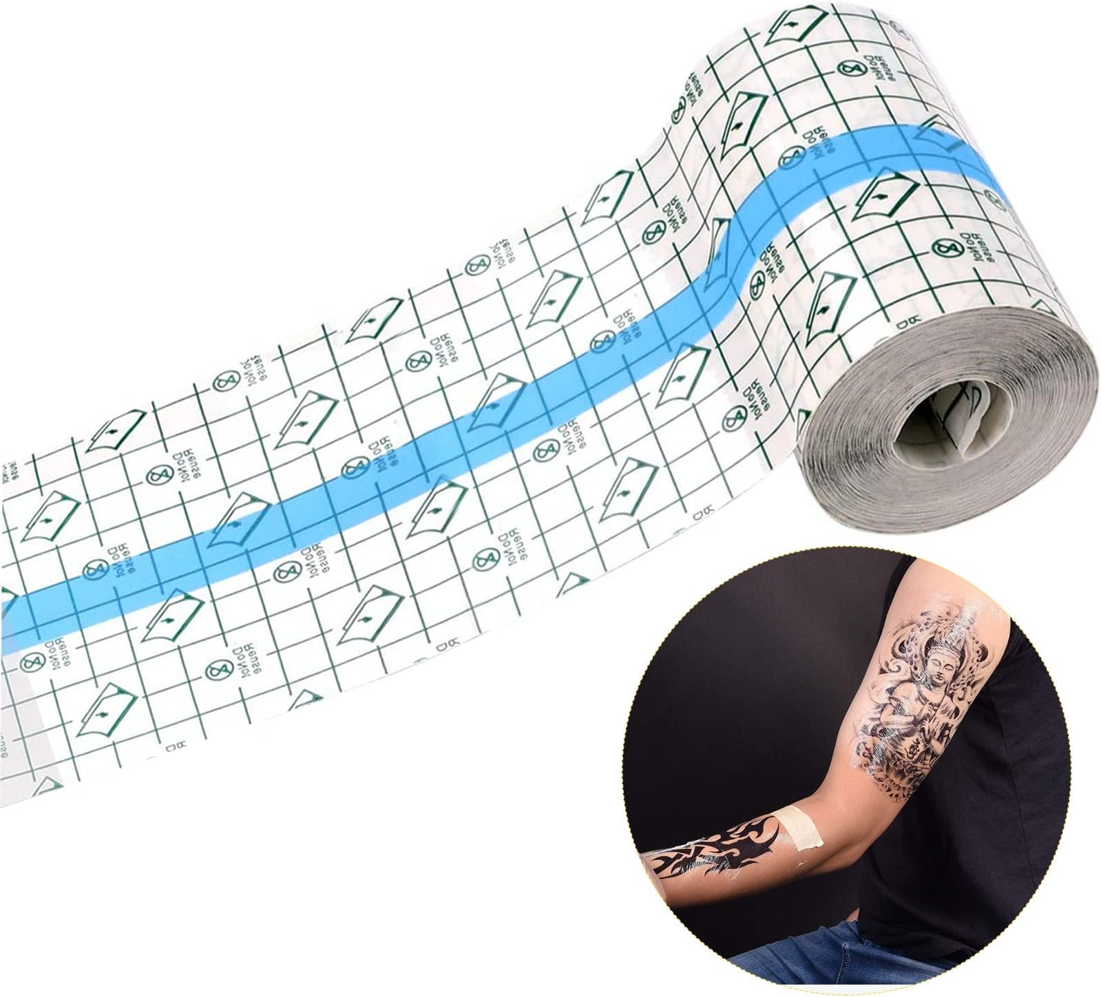 Tattoo Aftercare Waterproof Bandage 15cm x 1m，Transparent Film Dressing，Second Skin Healing Protective Clear Adhesive Bandages for Tattoo Aftercare,Recovery,Plastic Cover,Protective Shield