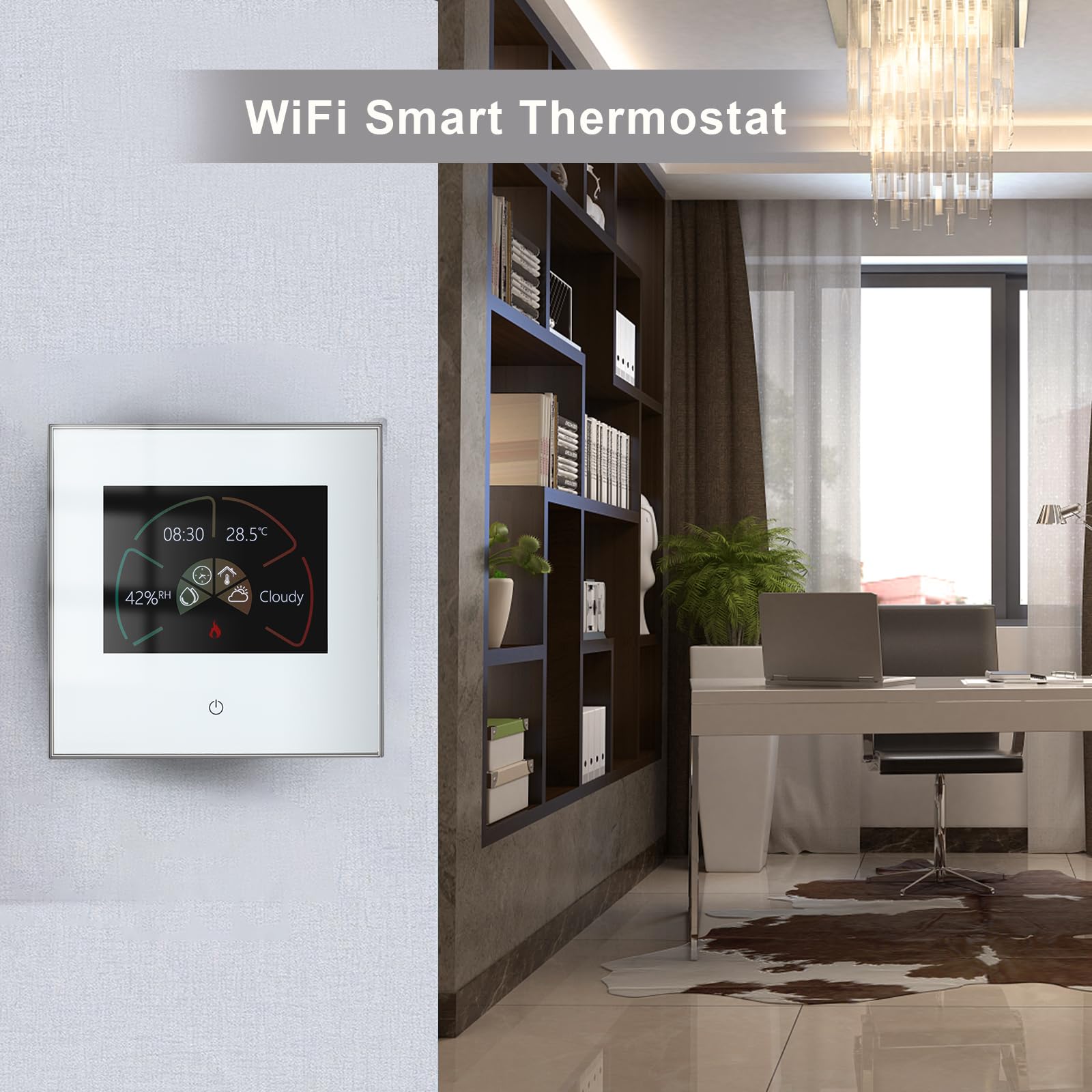 Termostat WiFi inteligentny termostat regulator temperatury tygodniowe programowalne sterowanie dotykowe / aplikacja mobilna / sterowanie głosem kompatybilny z domem, do kotła wodnego/gazowego