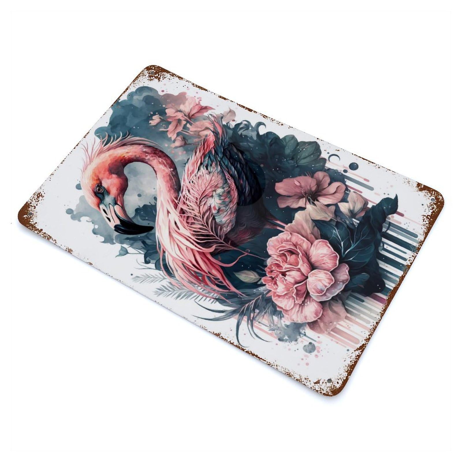 Flamingo Lovely Vintage Rust Metal Sign 11.8"x7.9", for Pub, Kitchen And Man Cave Decor, Rustic Home Decor