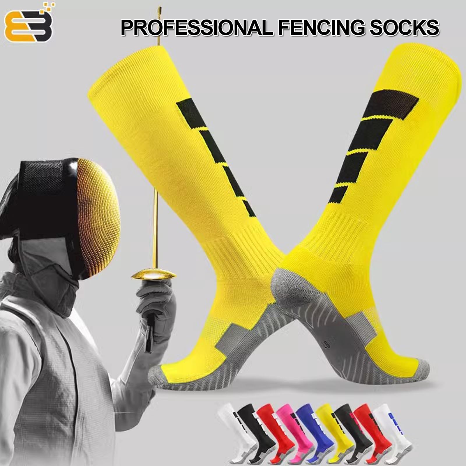 KXJPIZIYB 2 Pairs Professional Fencing Socks Fencing Gear Safety Leggings Unisex Protective Socks, for Epee Sabre Foil Fencer(Red,S)