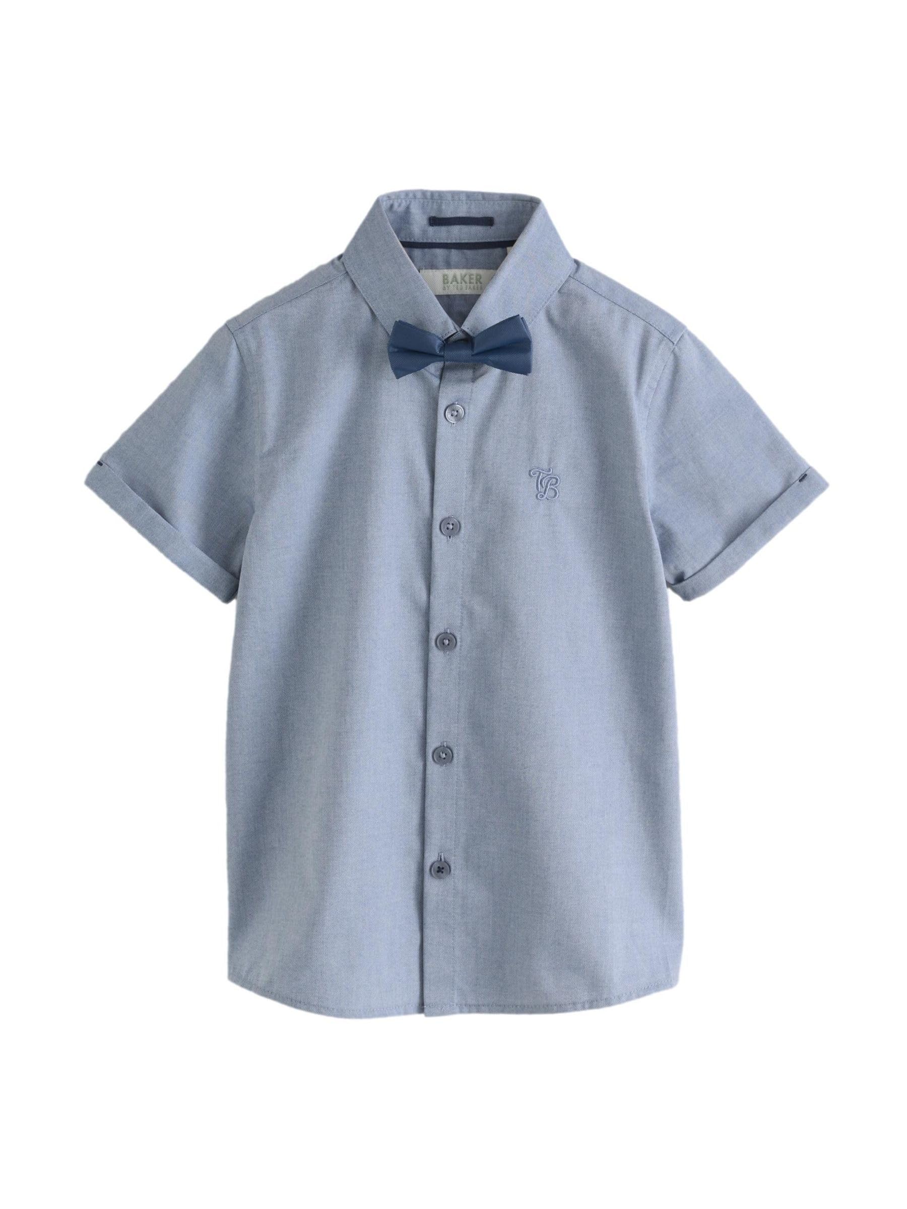 Niños Camisa de Manga Corta con Pajarita en Azul