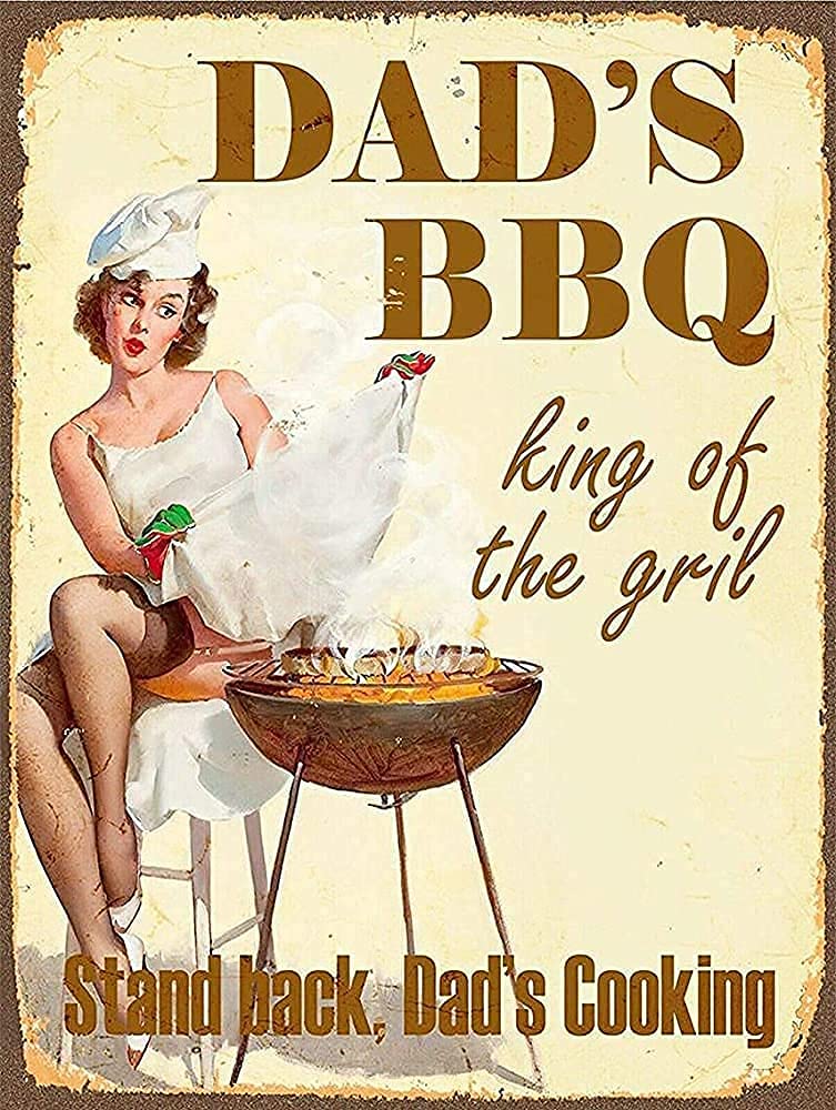 Lawenp Dad's BBQ Vintage Wall Decor Bar Decor Aluminum Sign for Home Kitchen Bar Funny Sarcastic Metal 8 x 12 Inches Tin Sign