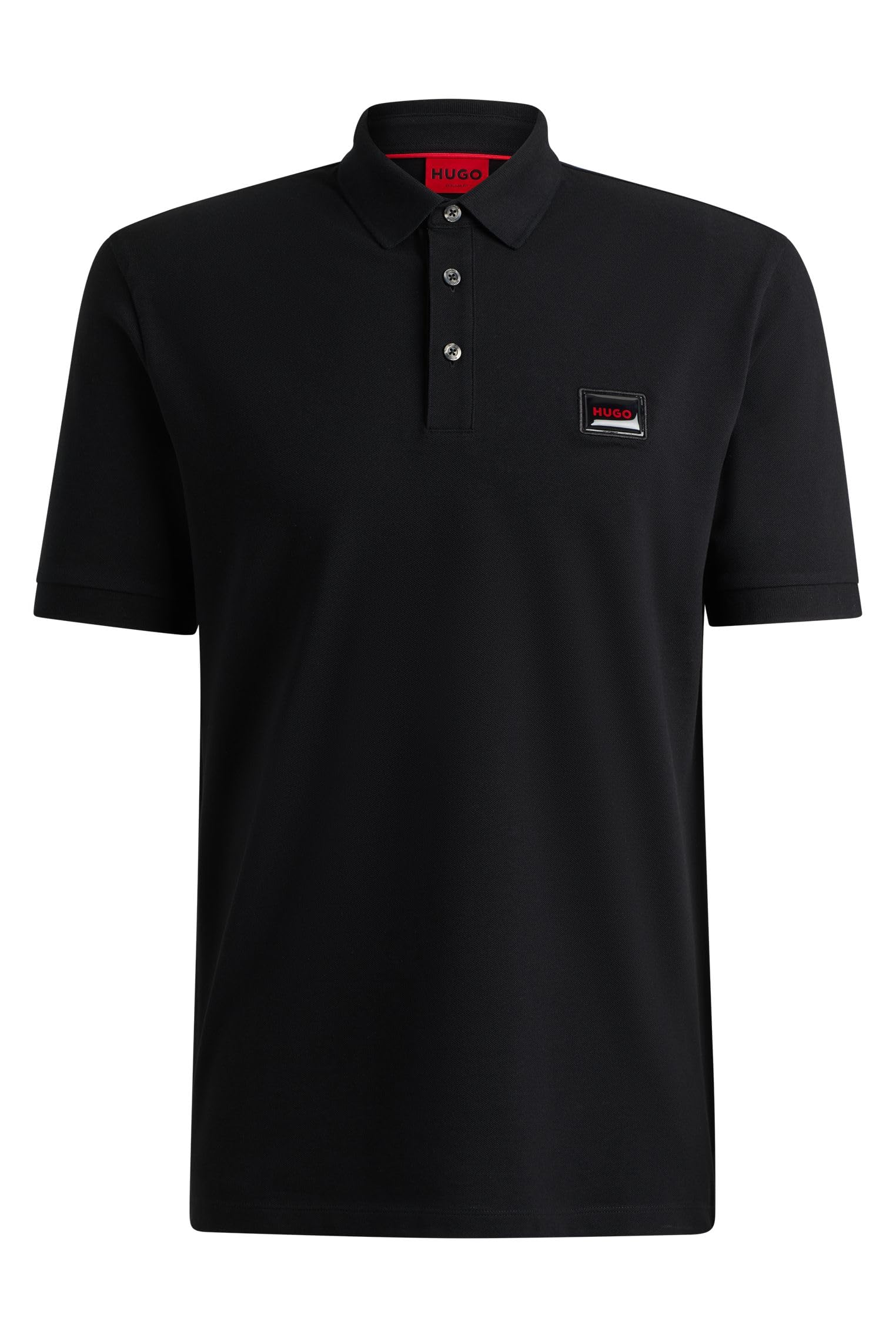 HUGO Mens Dereso Gel Logo-Label Polo Shirt in Cotton piqué Black