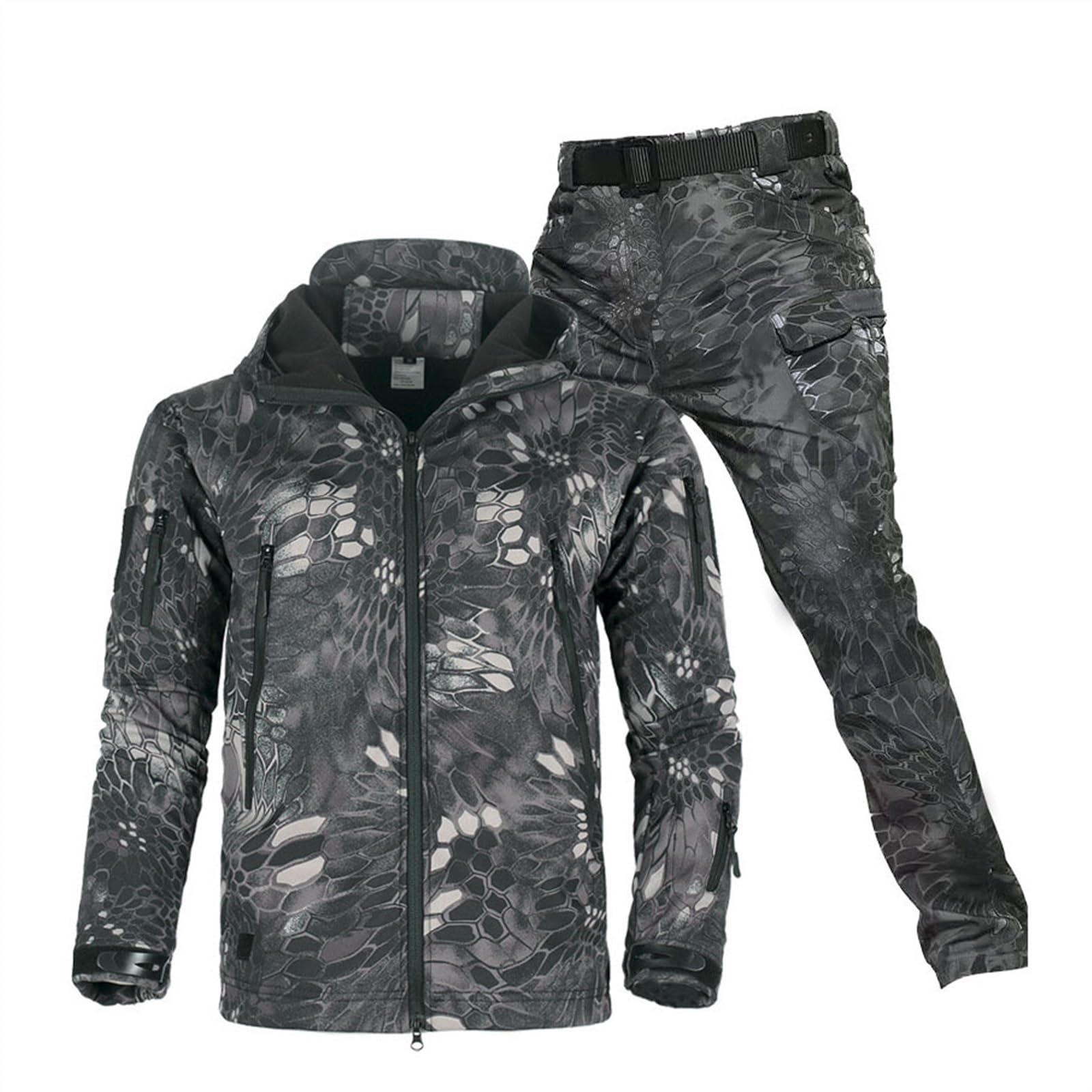 Costumes De Ski À Capuche Chauds D'hiver, Veste De Snowboard Camouflage Pour Hommes Et Pantalon De Ski Avec Ensemble De Ceinture, Combinaisons De Ski À Capuche Imperméables