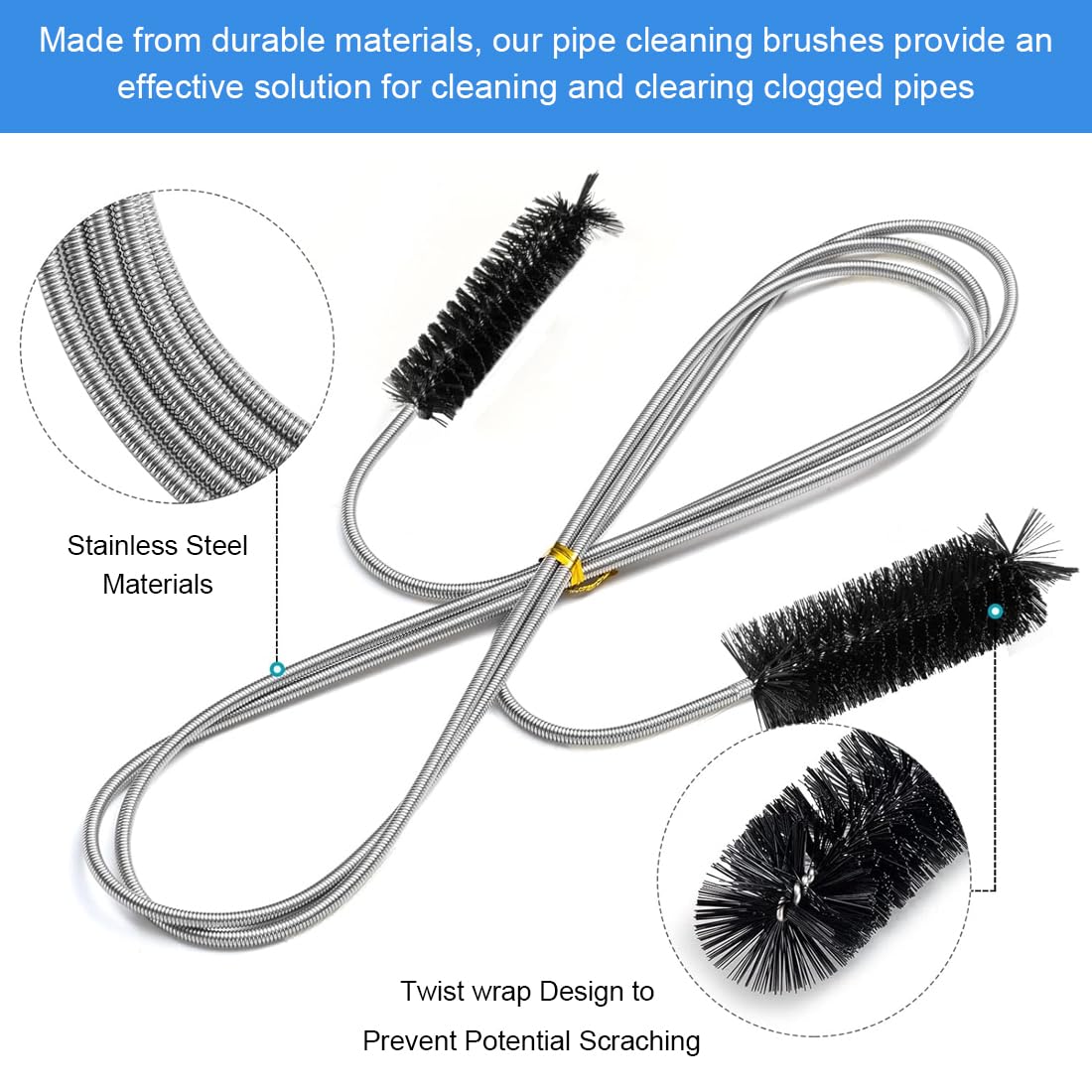 Cepillo De Limpieza Para Tubos Y Desagües - 155 Cm De Largo, Flexible, Ideal Para Fontanería Doméstica